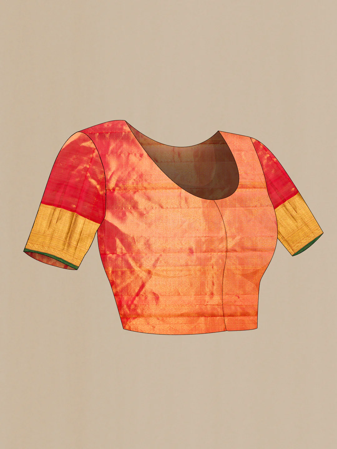 Gold with maroon Color Kanjivaram Tissue Silk Saree - Image 5