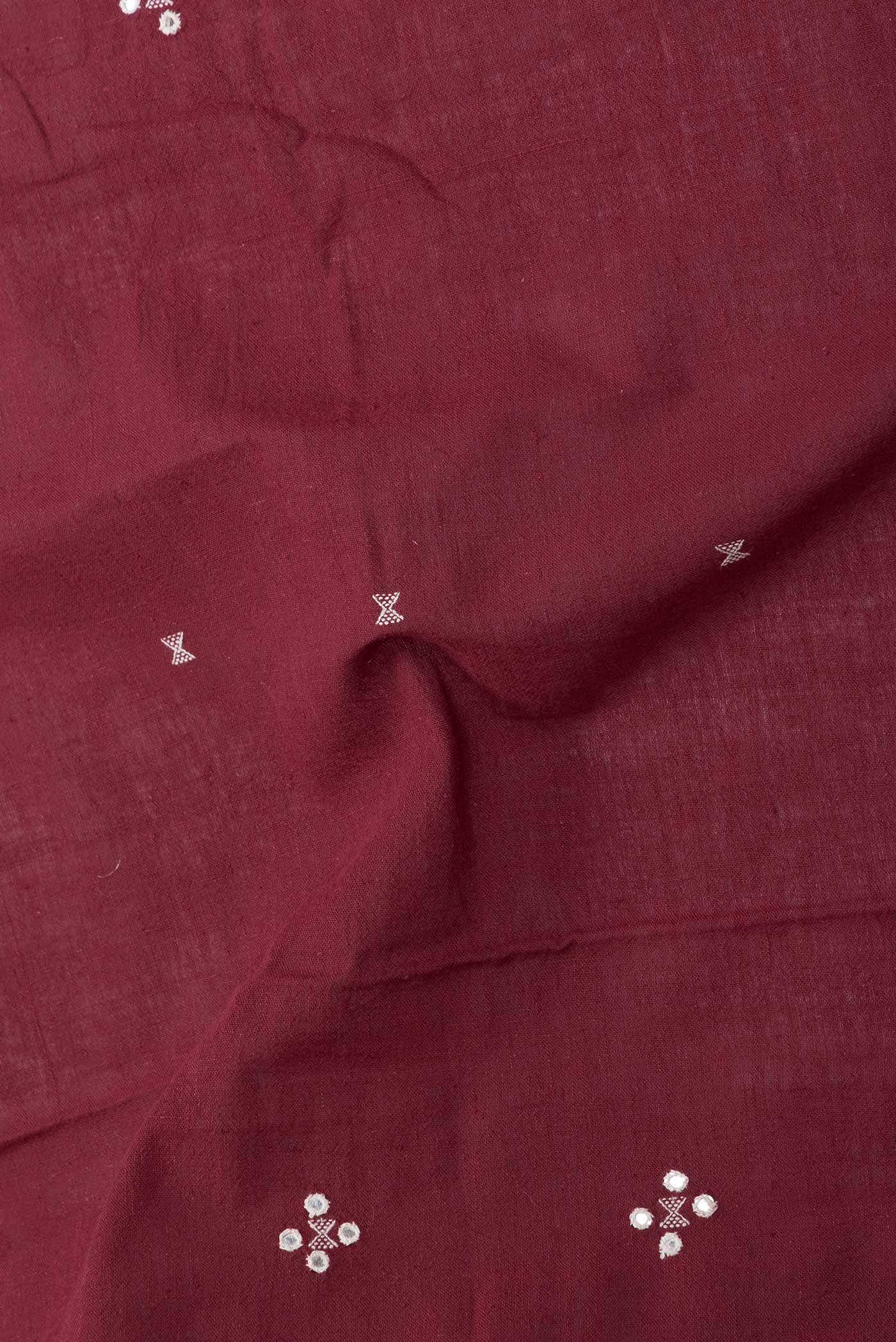Maroon Dual Tone Linen Cotton Saree - Image 3