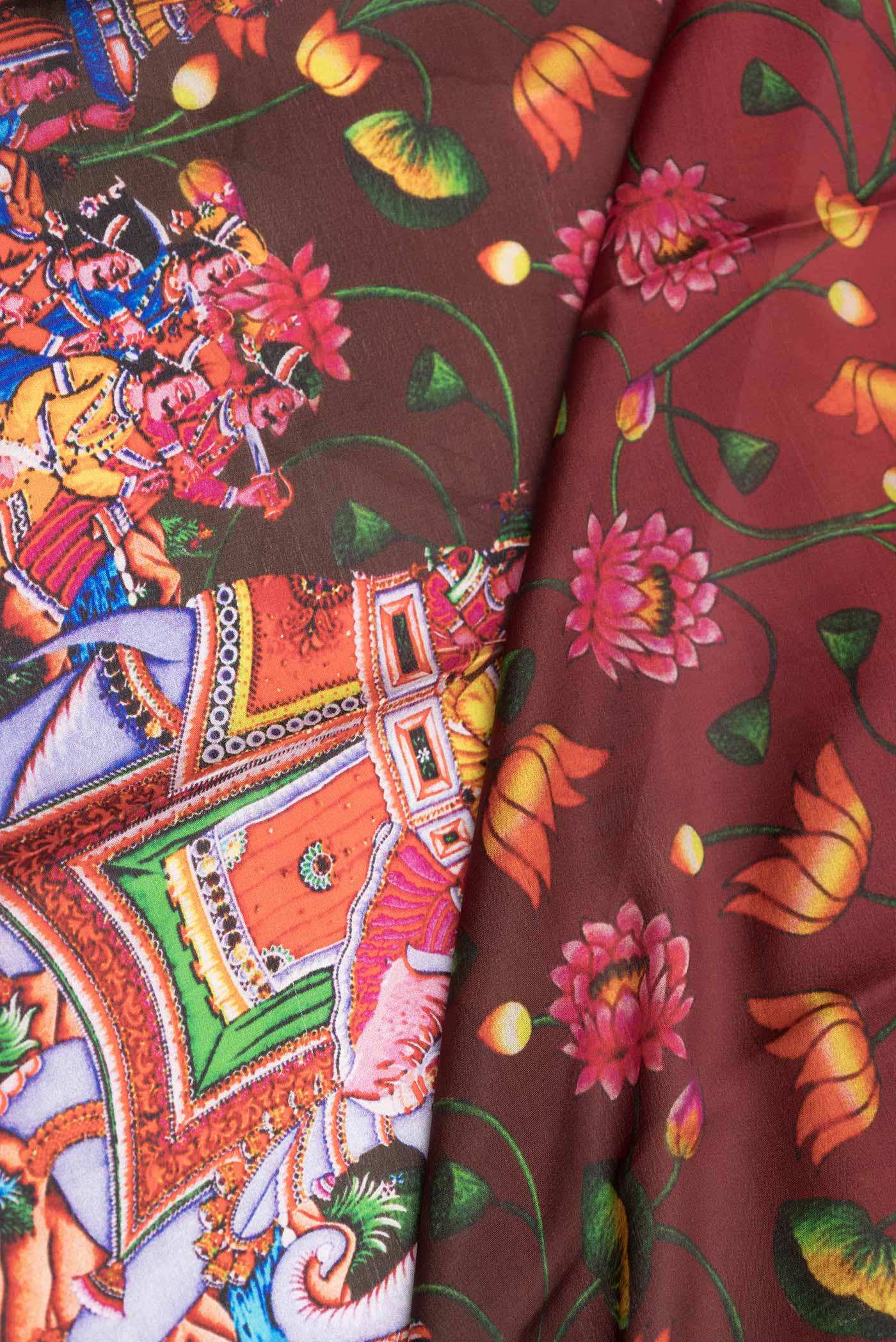 Maroon Dual Tone Mysore Crepe Saree - Image 2