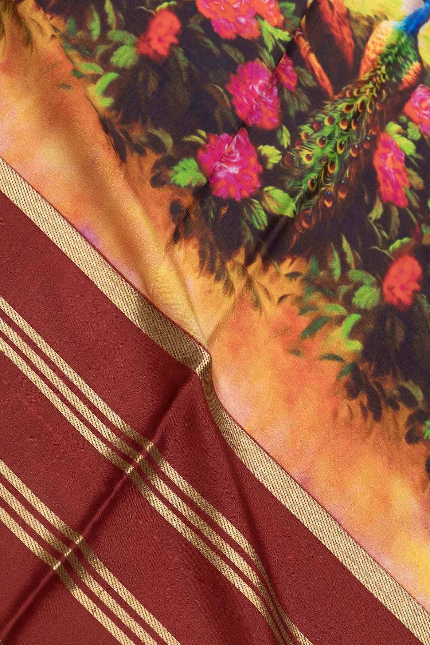 Maroon Dual Tone Mysore Crepe Saree - Image 2