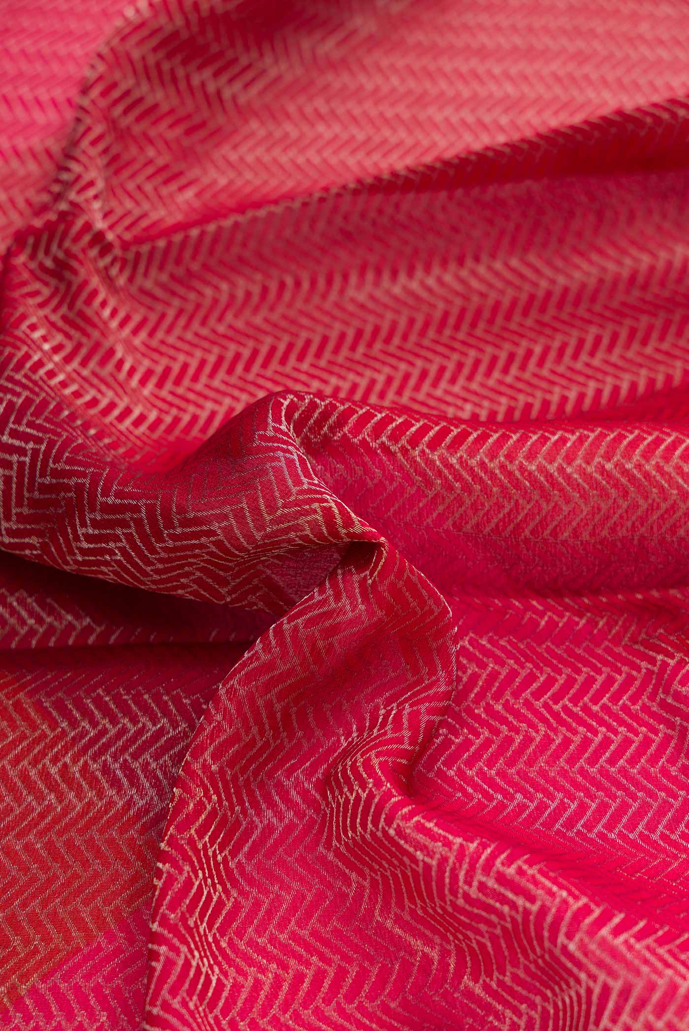 Pink ,Magenta and Red Color Mysore Crepe Saree - Image 2