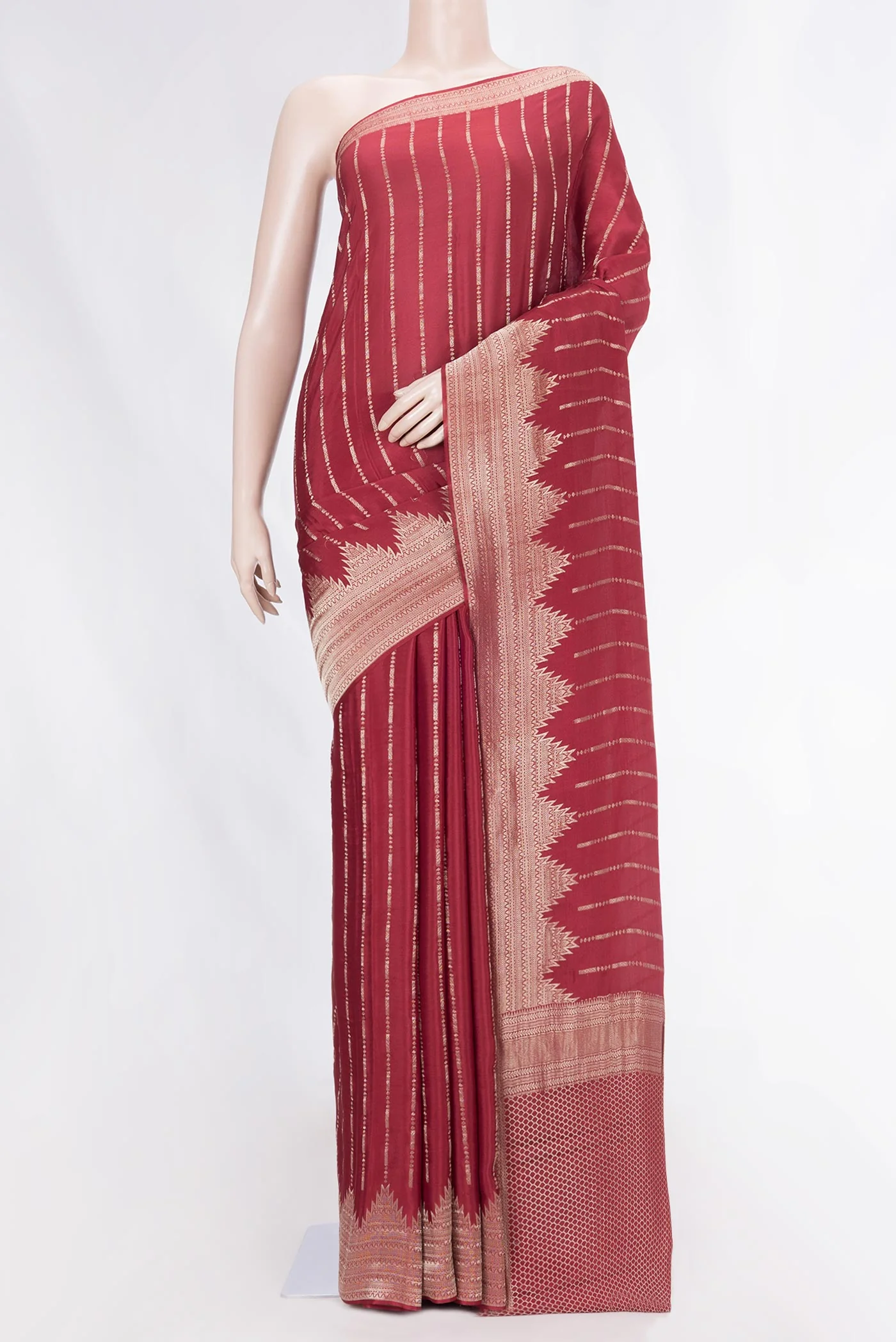 Maroon Mysore Crepe Saree