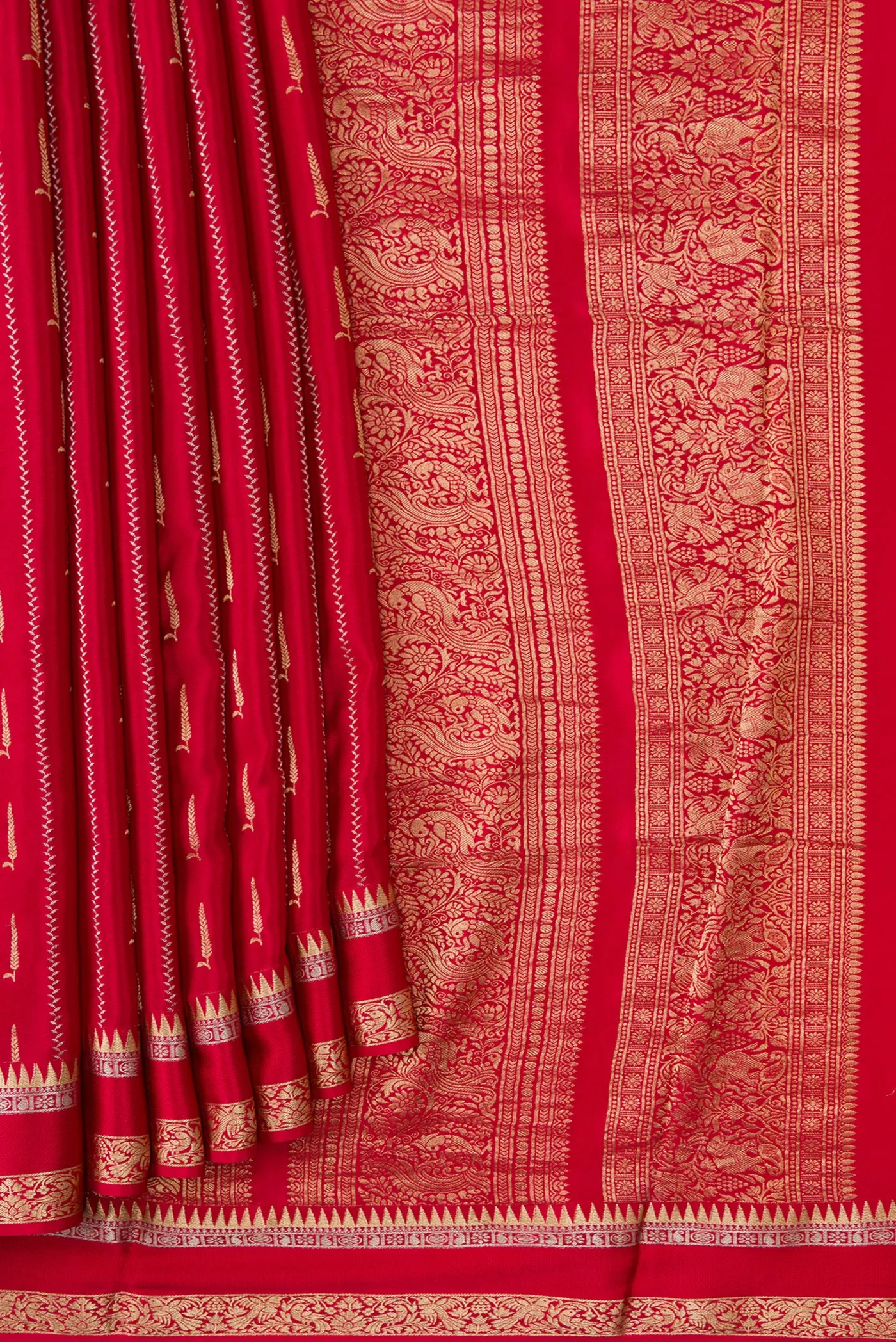 Deep Red Mysore Crepe Saree - Image 4