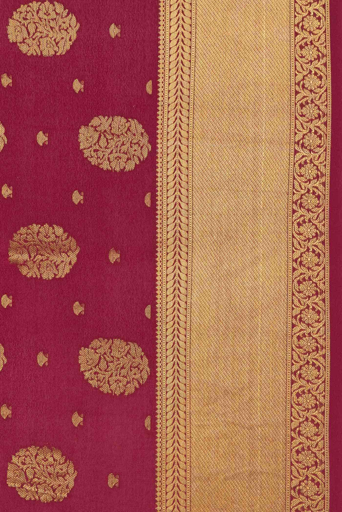 Maroon Mysore Crepe Saree - Image 3