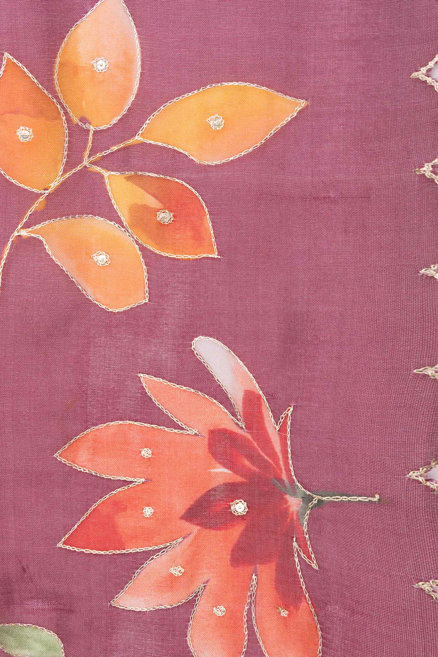 Maroon Dual Tone Organza Silk Saree - Image 3