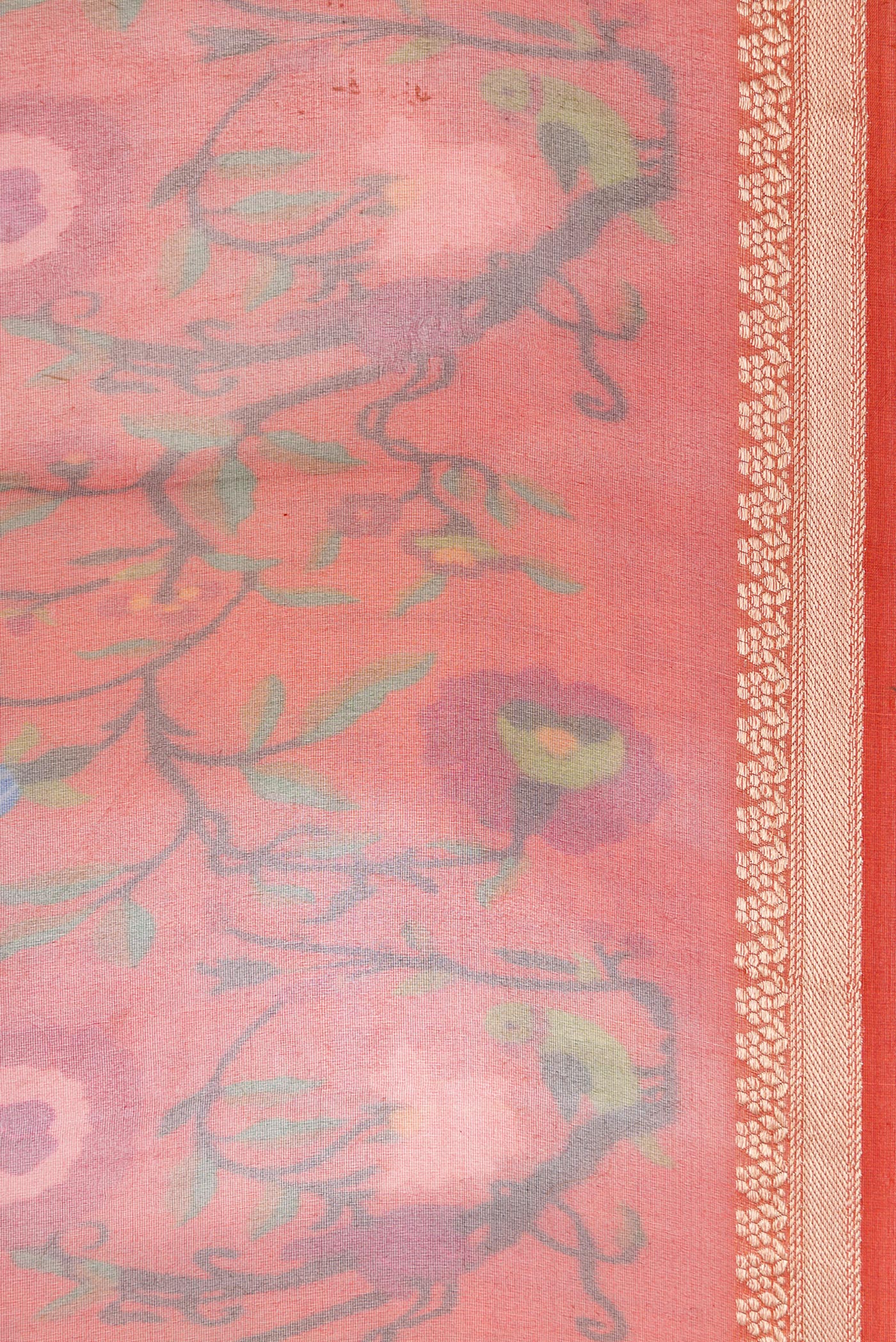 Rust Organza Silk Saree - Image 3
