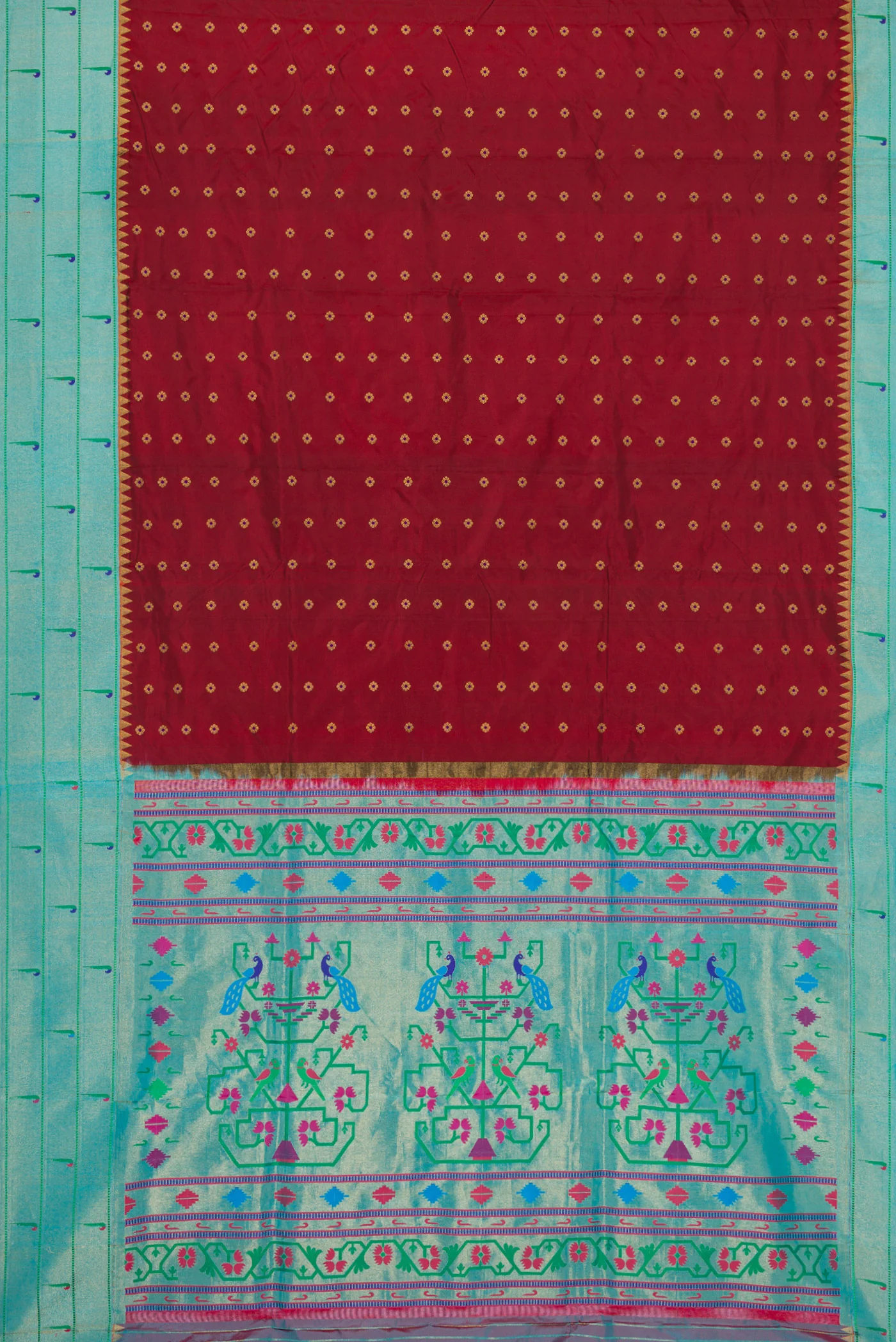 Maroon Paithani Silk Saree - Image 6