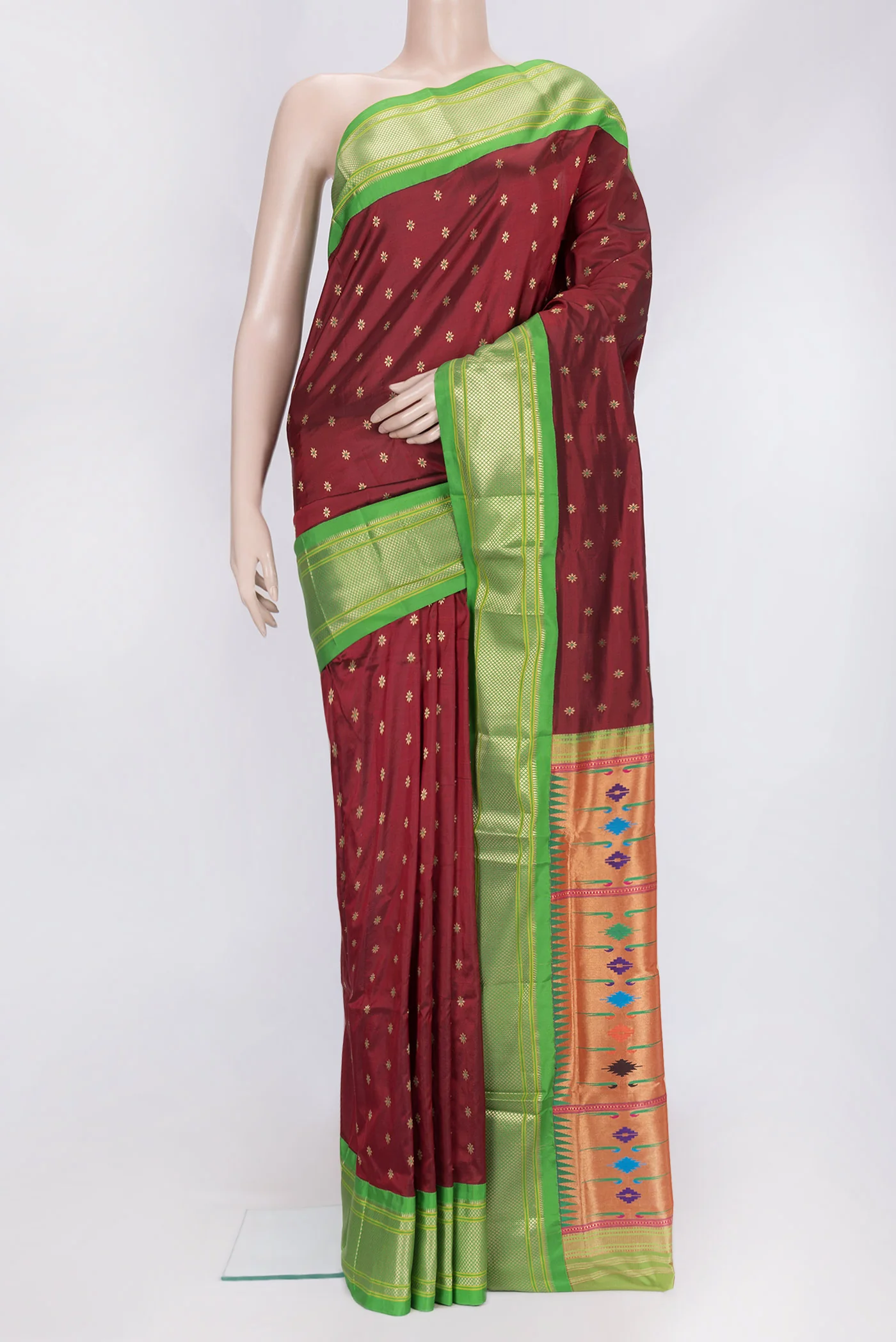 Maroon Paithani Silk Saree