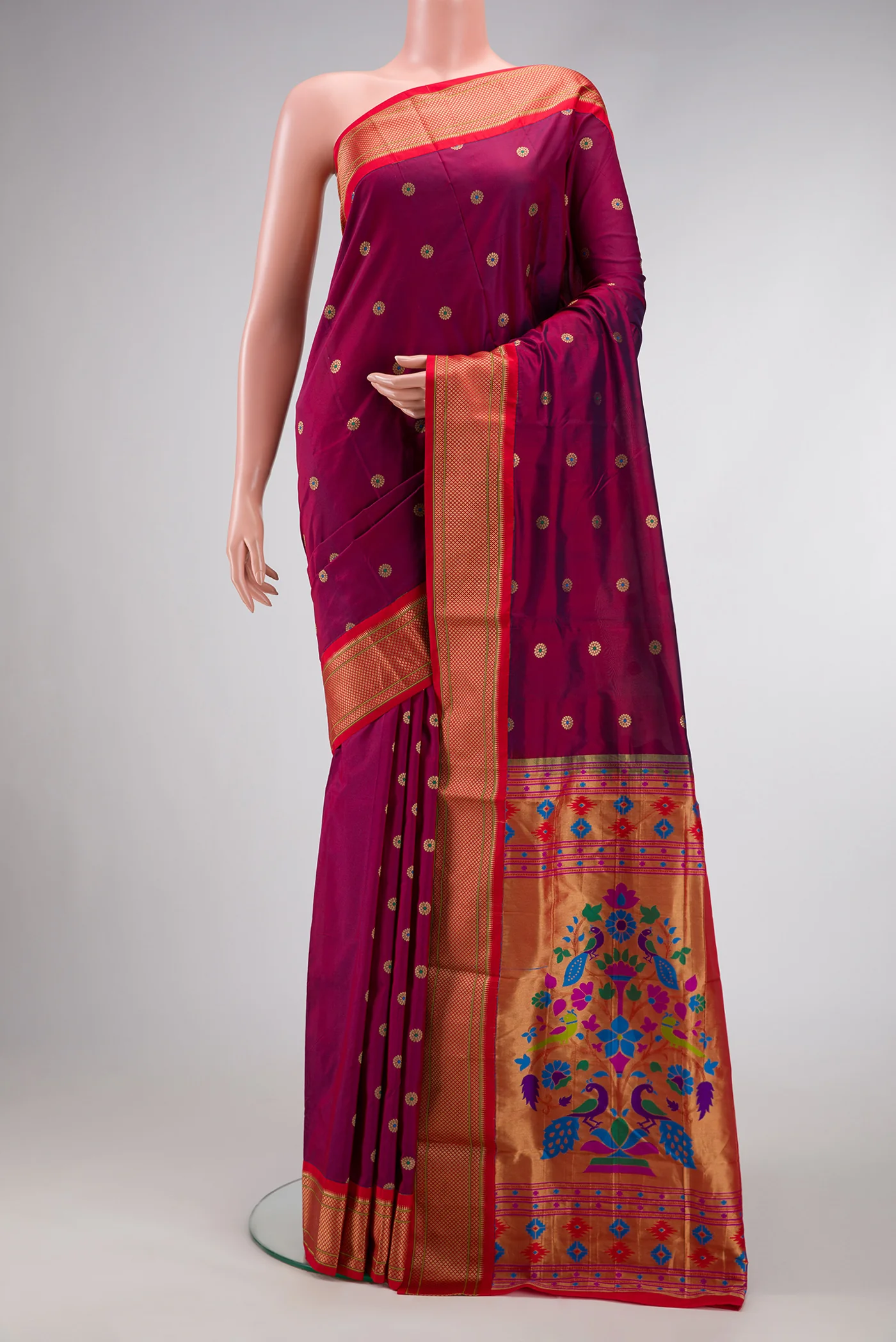 Magenta Blended Paithani Silk Saree