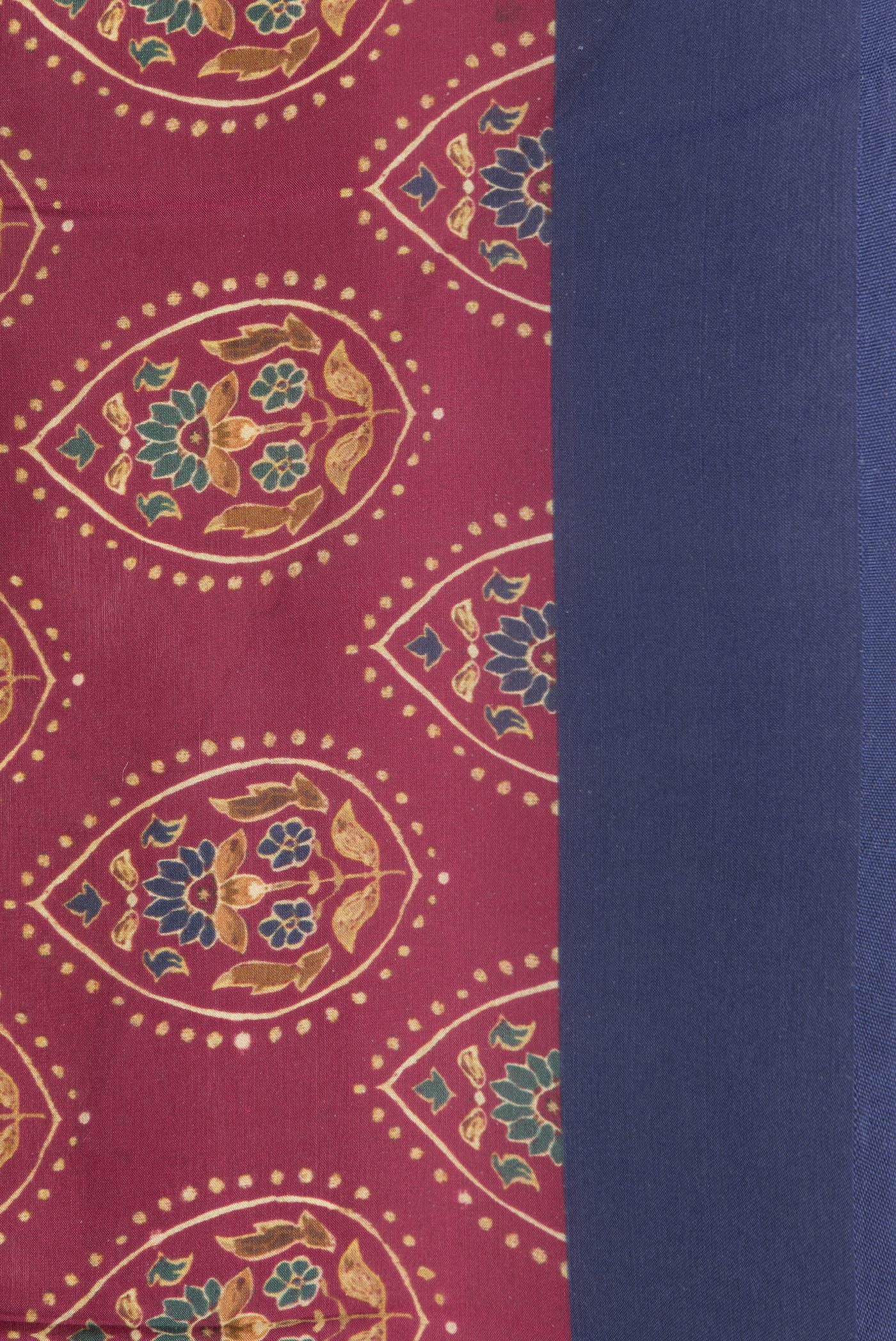 Maroon Printed Silk Saree - Image 3