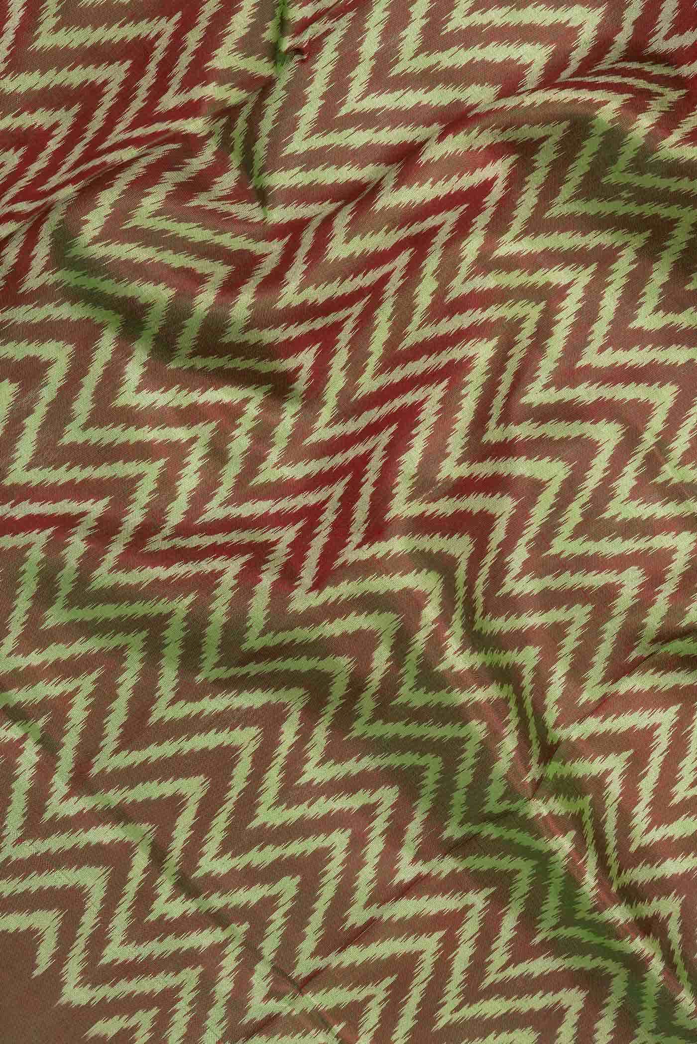 Brown with Green Color Rajkot Patola Silk Saree - Image 3