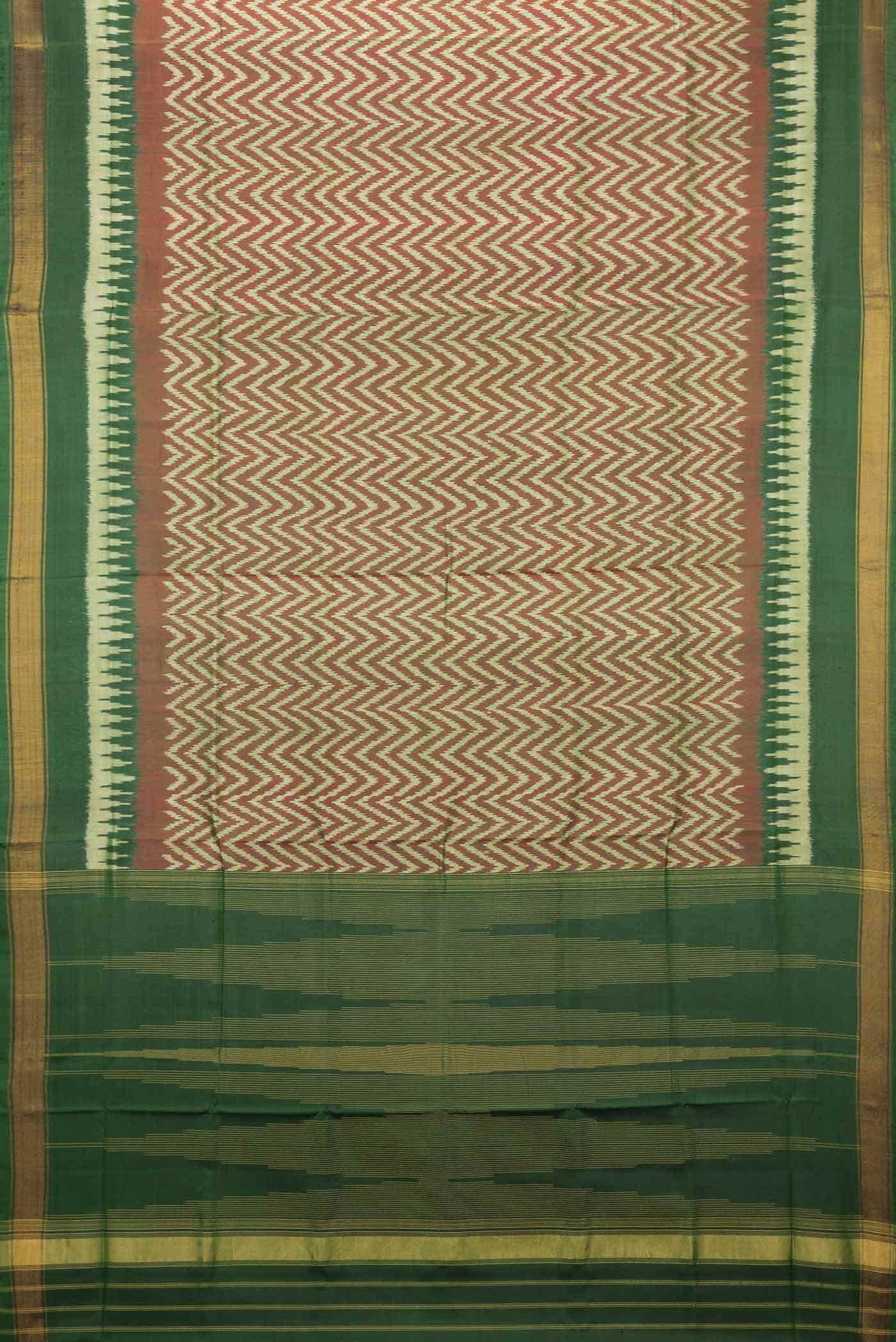 Brown with Green Color Rajkot Patola Silk Saree - Image 4