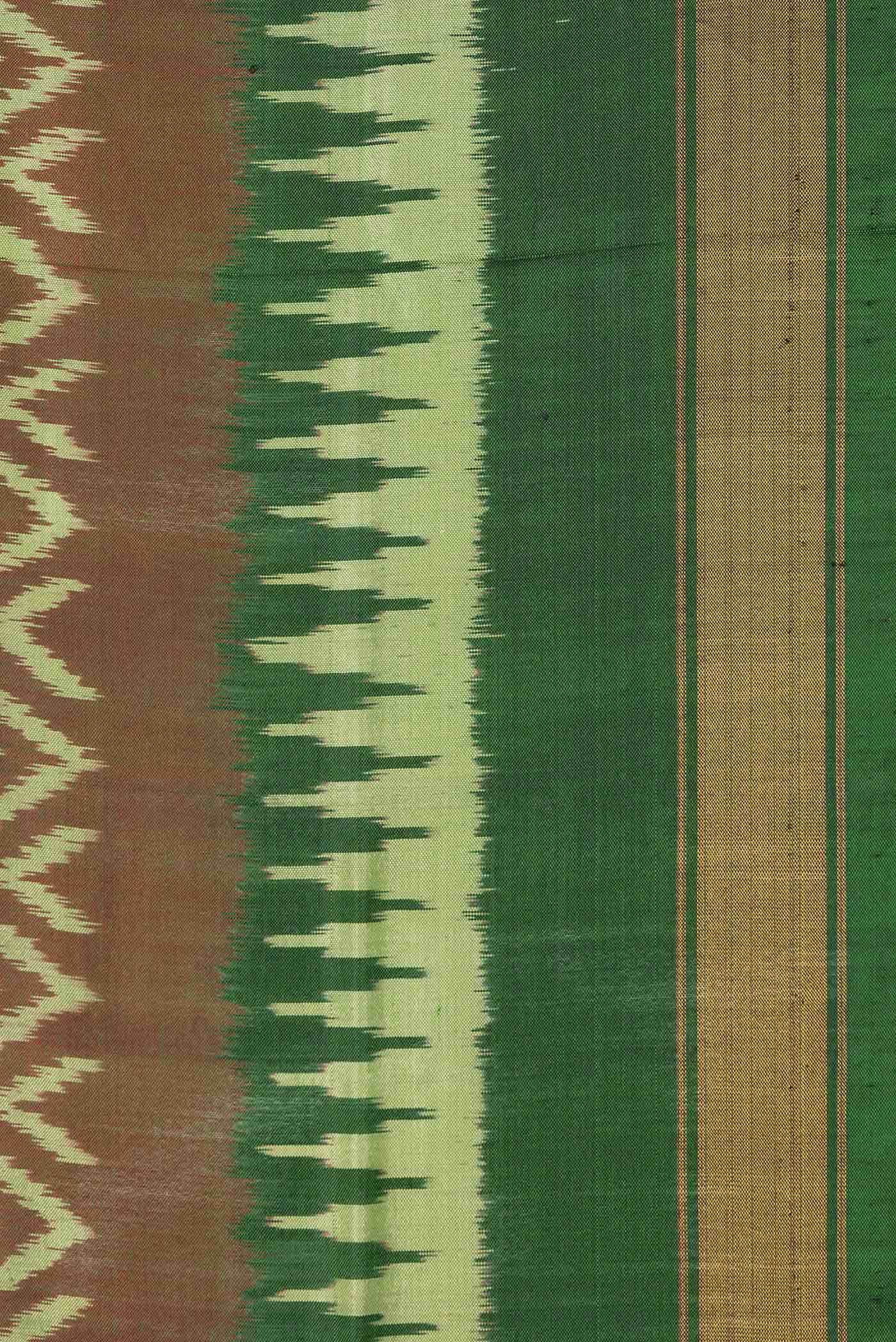Brown with Green Color Rajkot Patola Silk Saree - Image 5