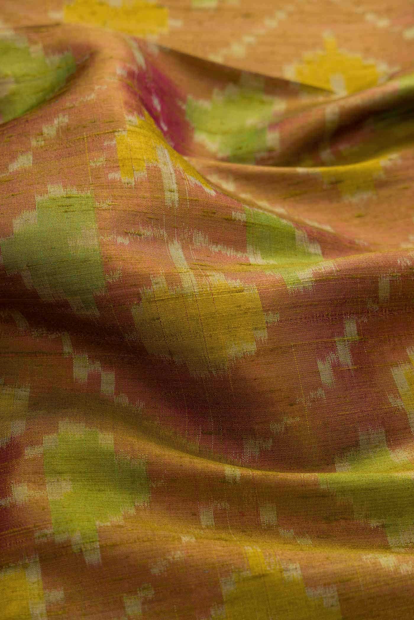 Mehandi Green with Brown Color Raw Silk Saree - Image 2