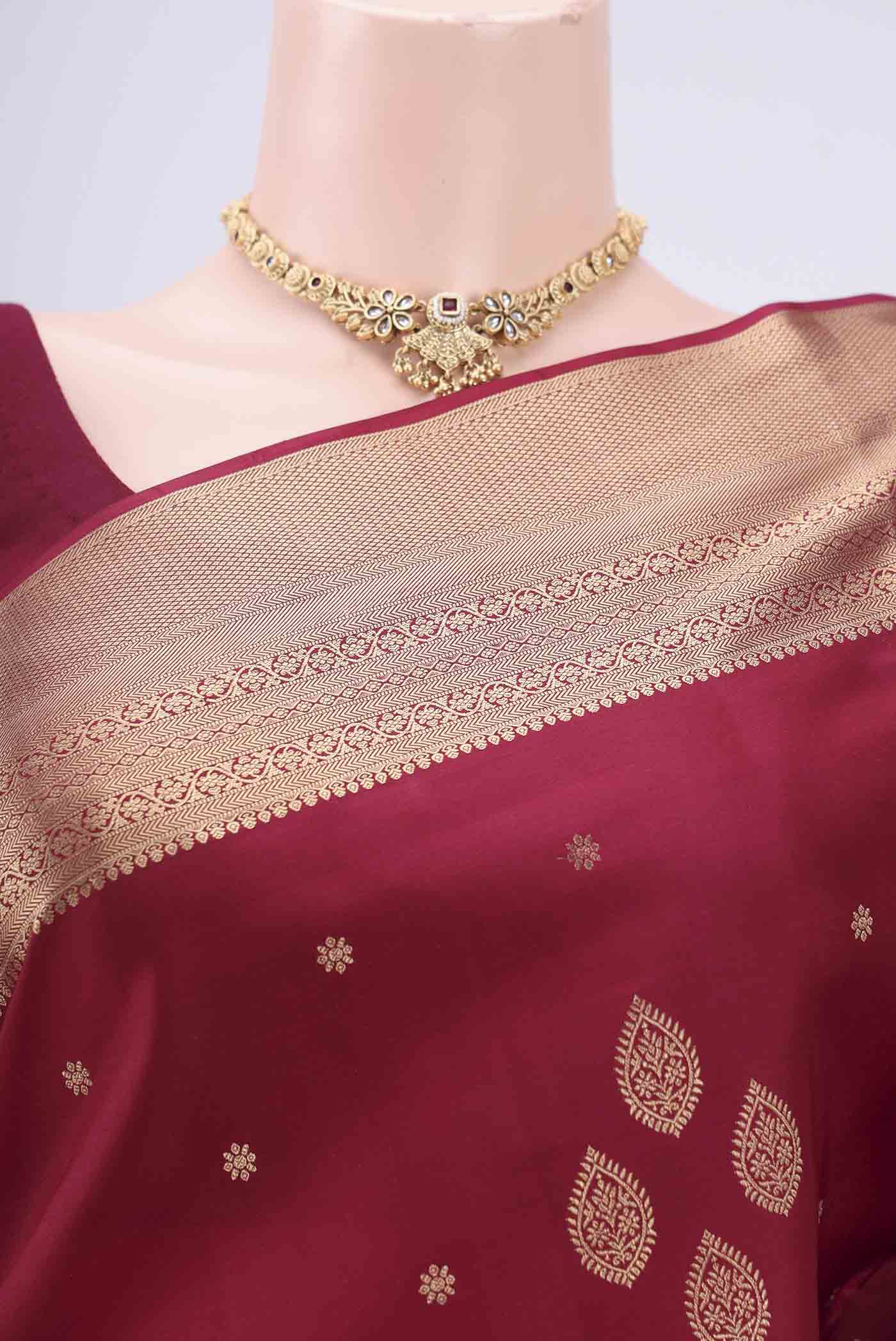 Maroon Soft Silk Saree - Image 2