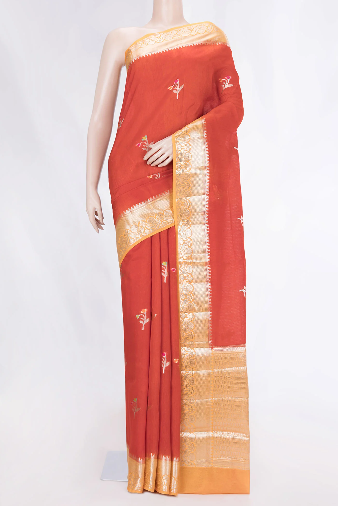 Red Banarasi Raw Silk Saree