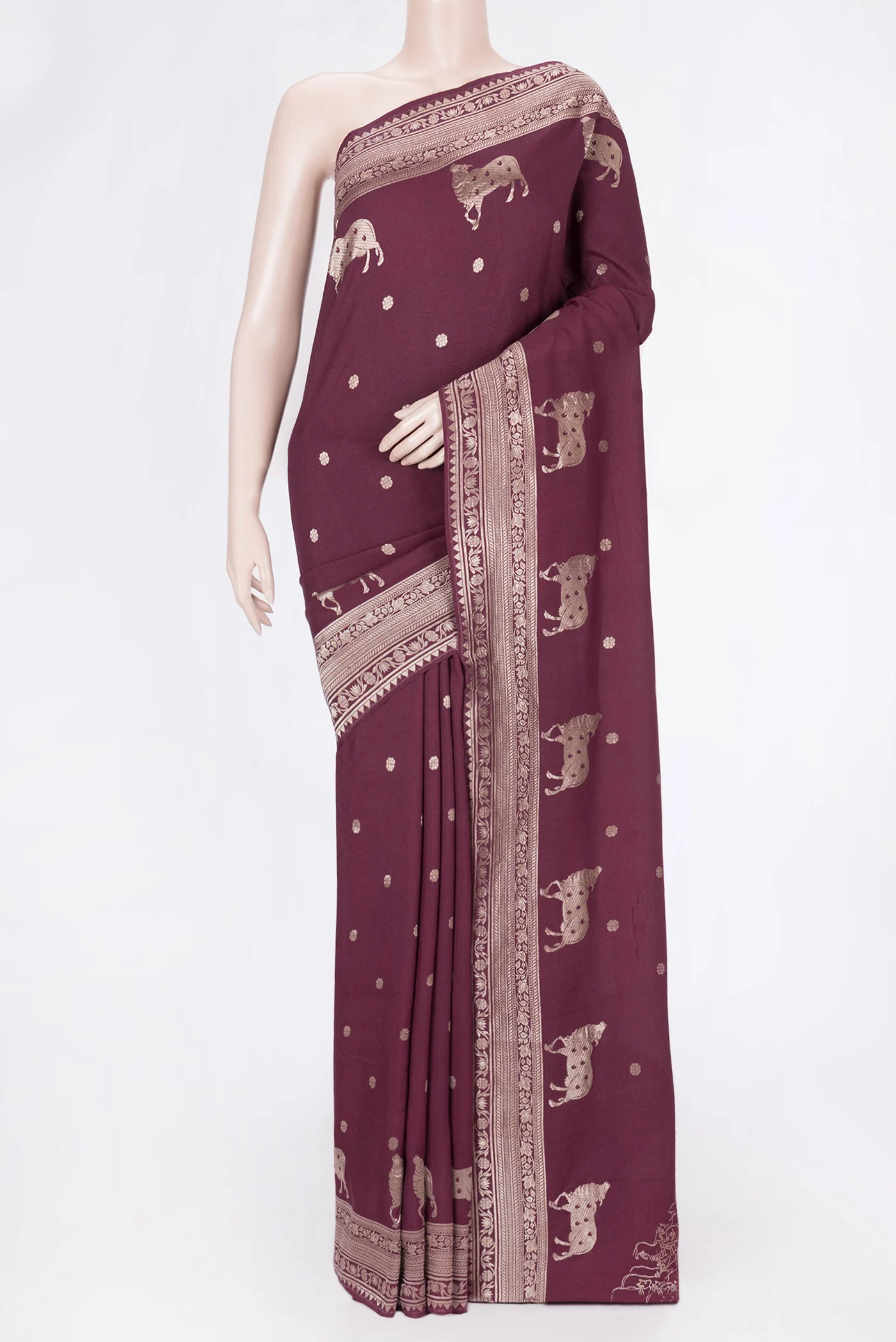 Burgundy Banarasi Tussar Georgette Saree