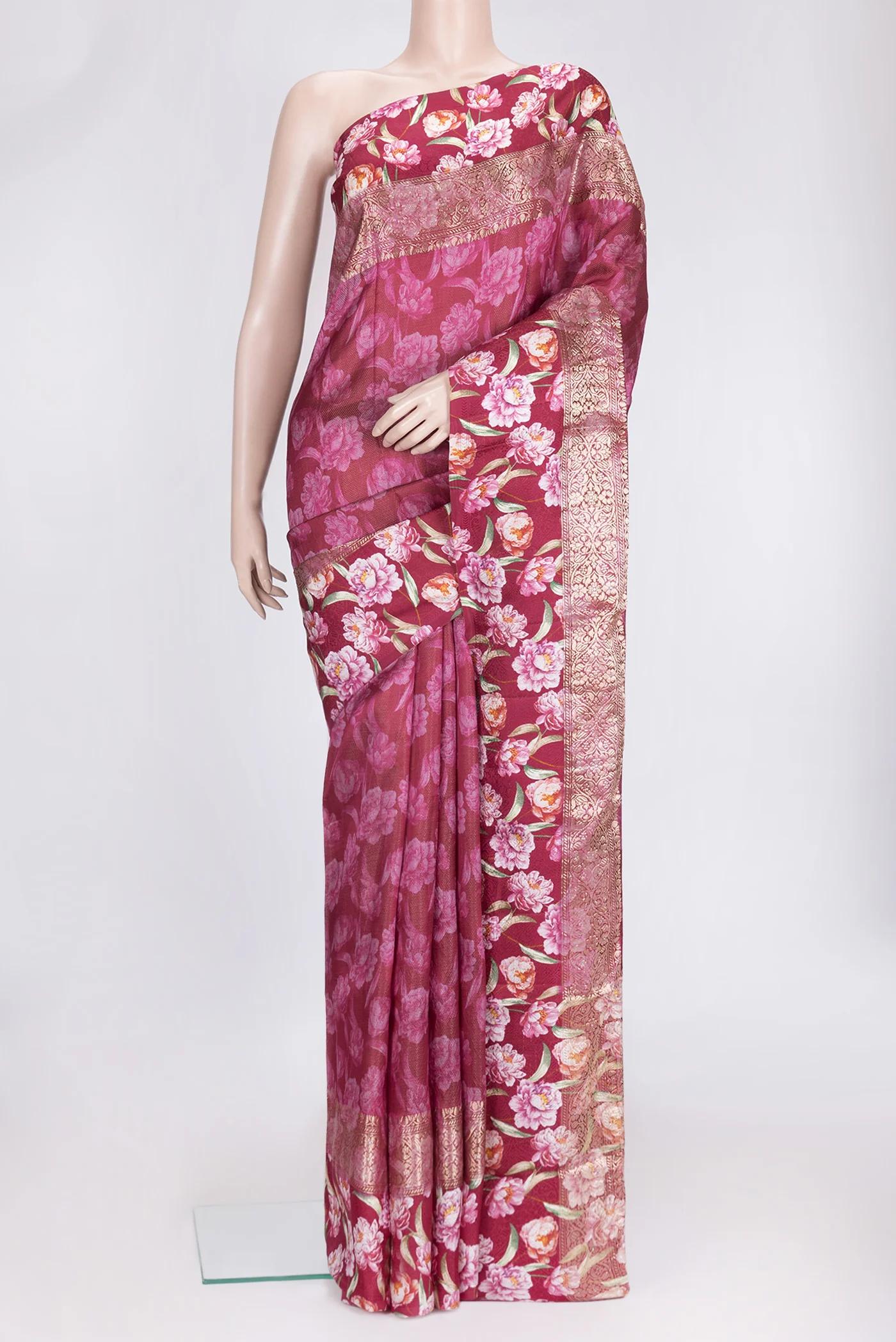 Maroon Banarasi Raw Silk Saree