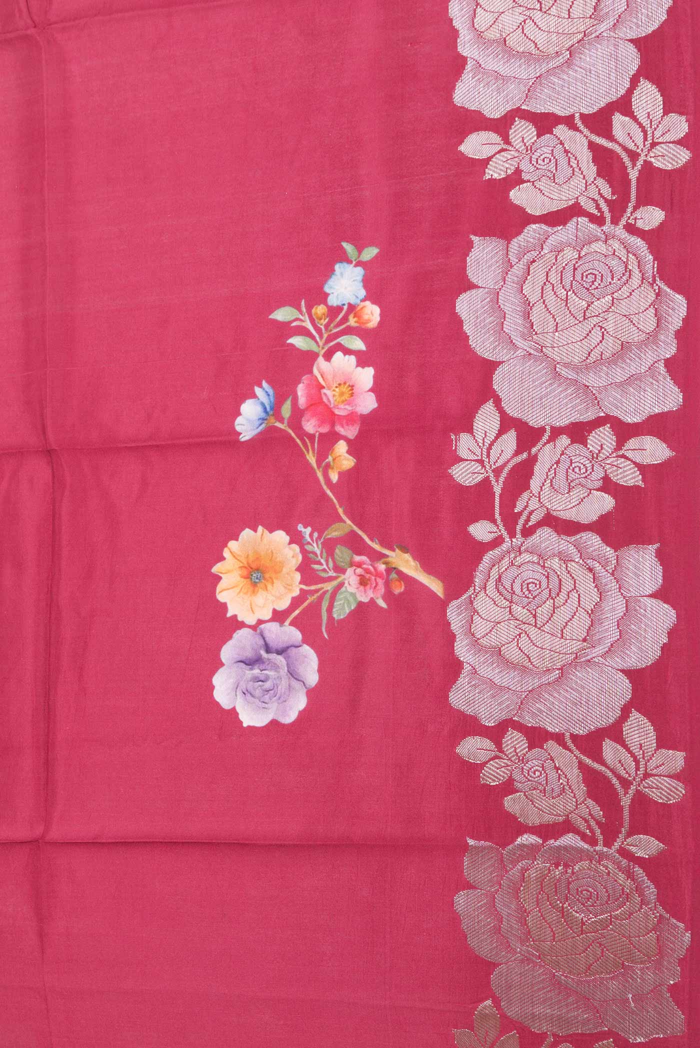 Maroon Dual Tone Tussar Silk Saree - Image 3