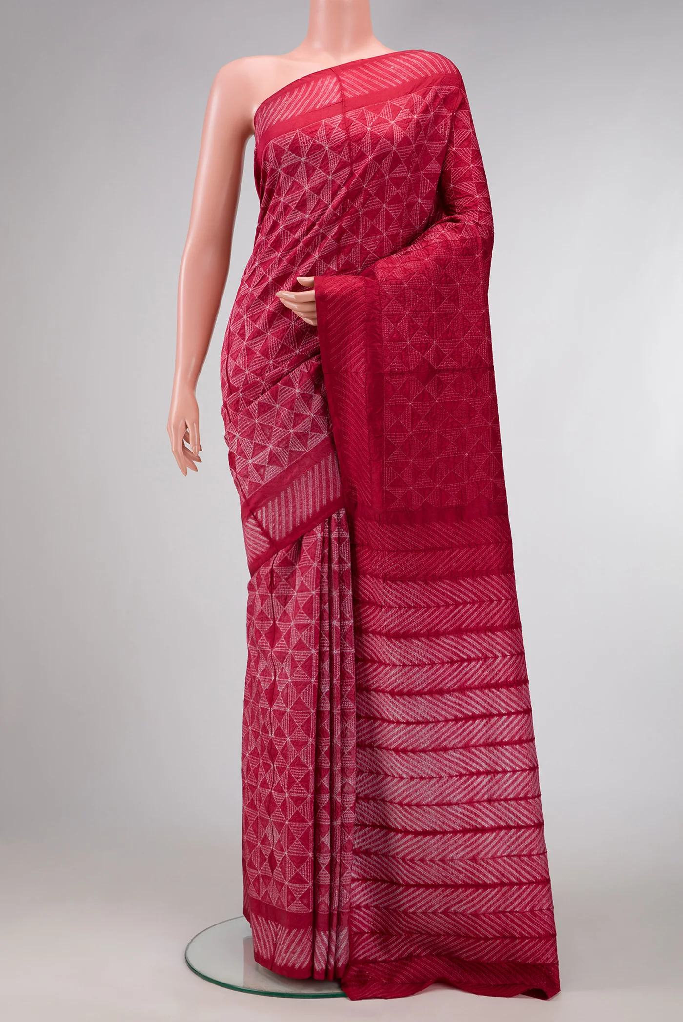 Maroon Tussar Silk Saree