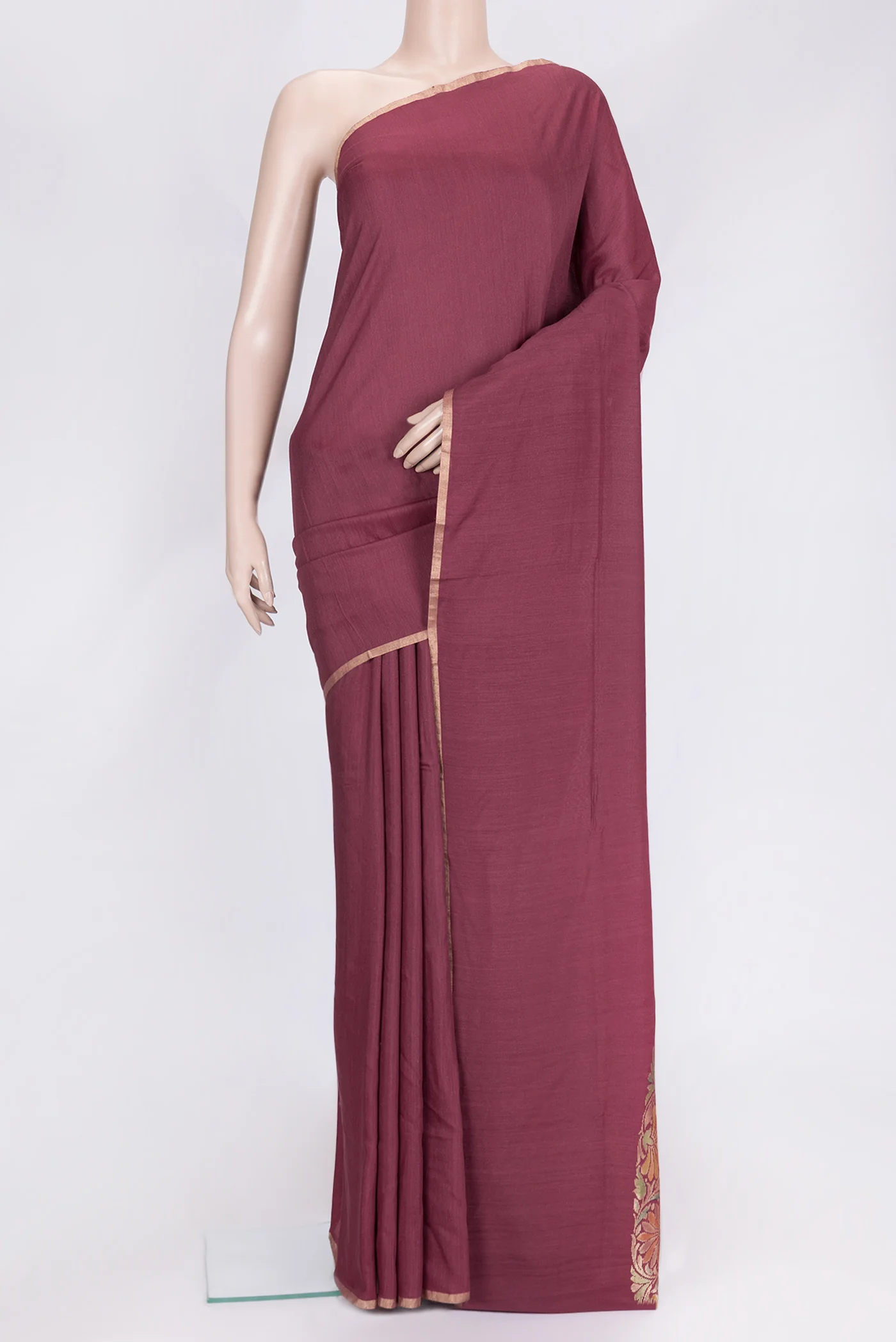 Maroon Tussar Silk Saree