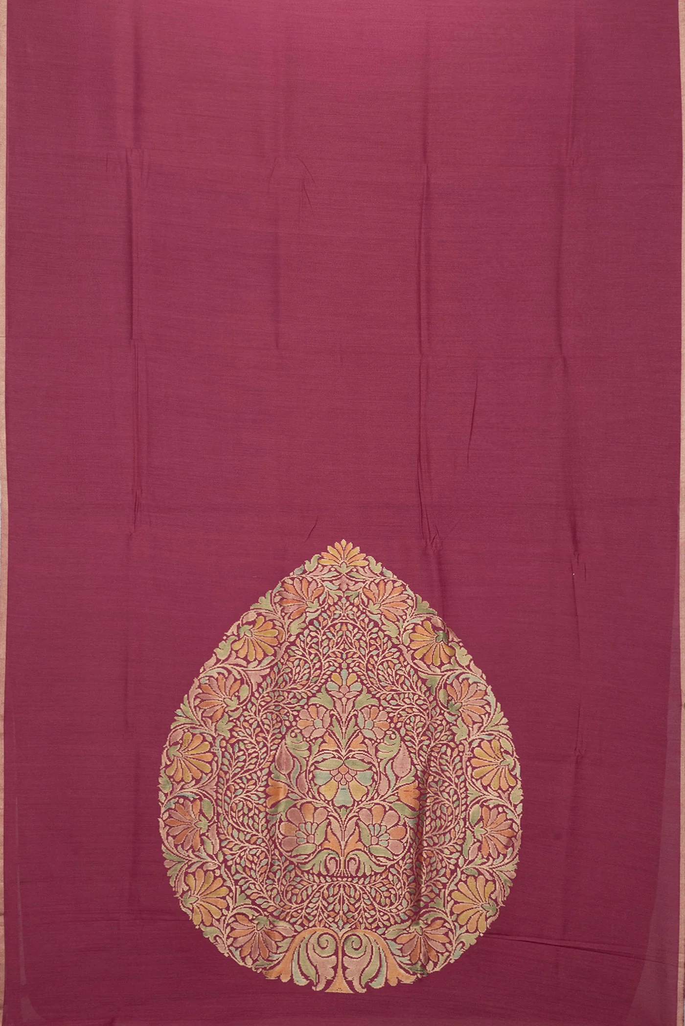 Maroon Tussar Silk Saree - Image 6