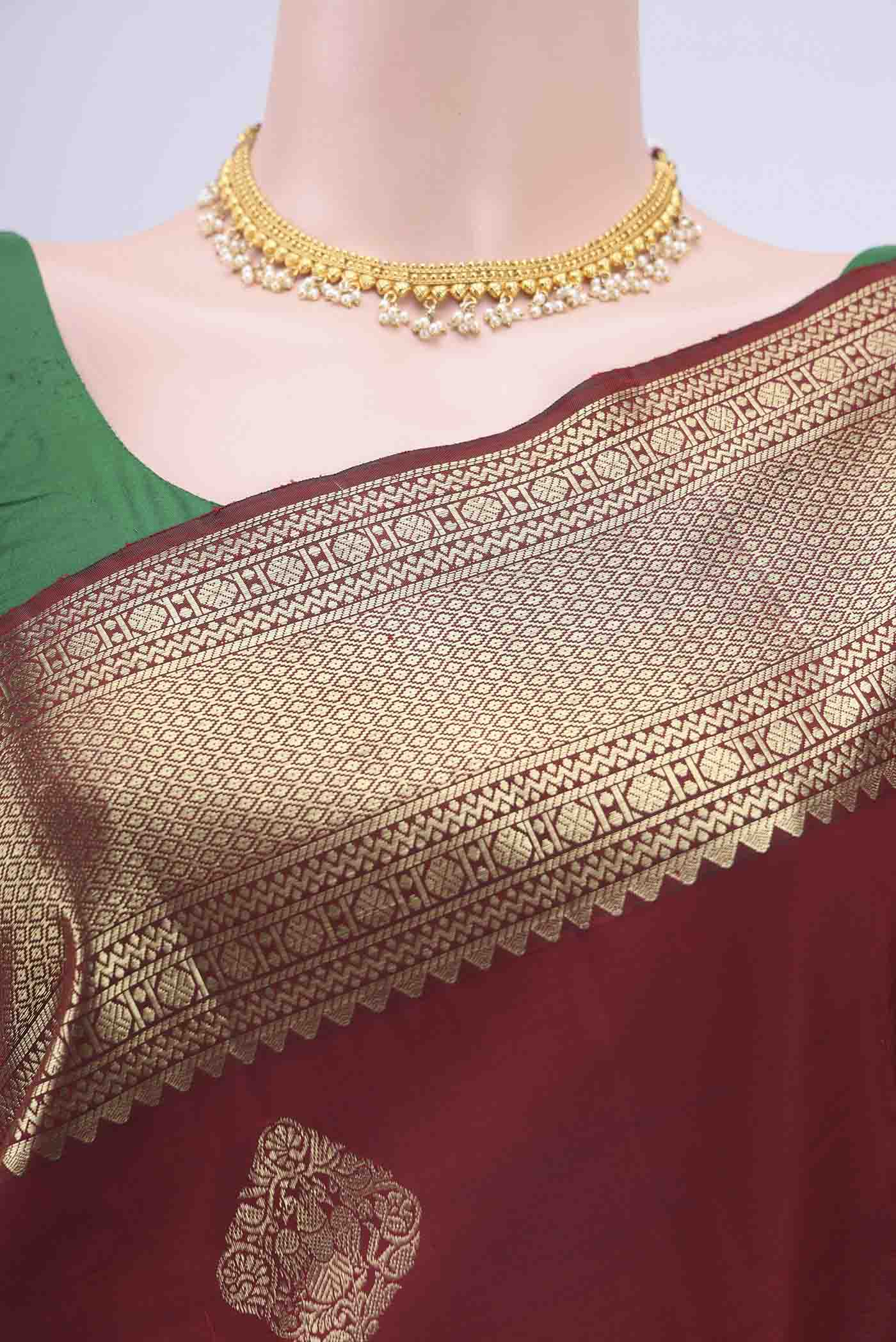 Maroon Kanchipuram Saree - Image 2