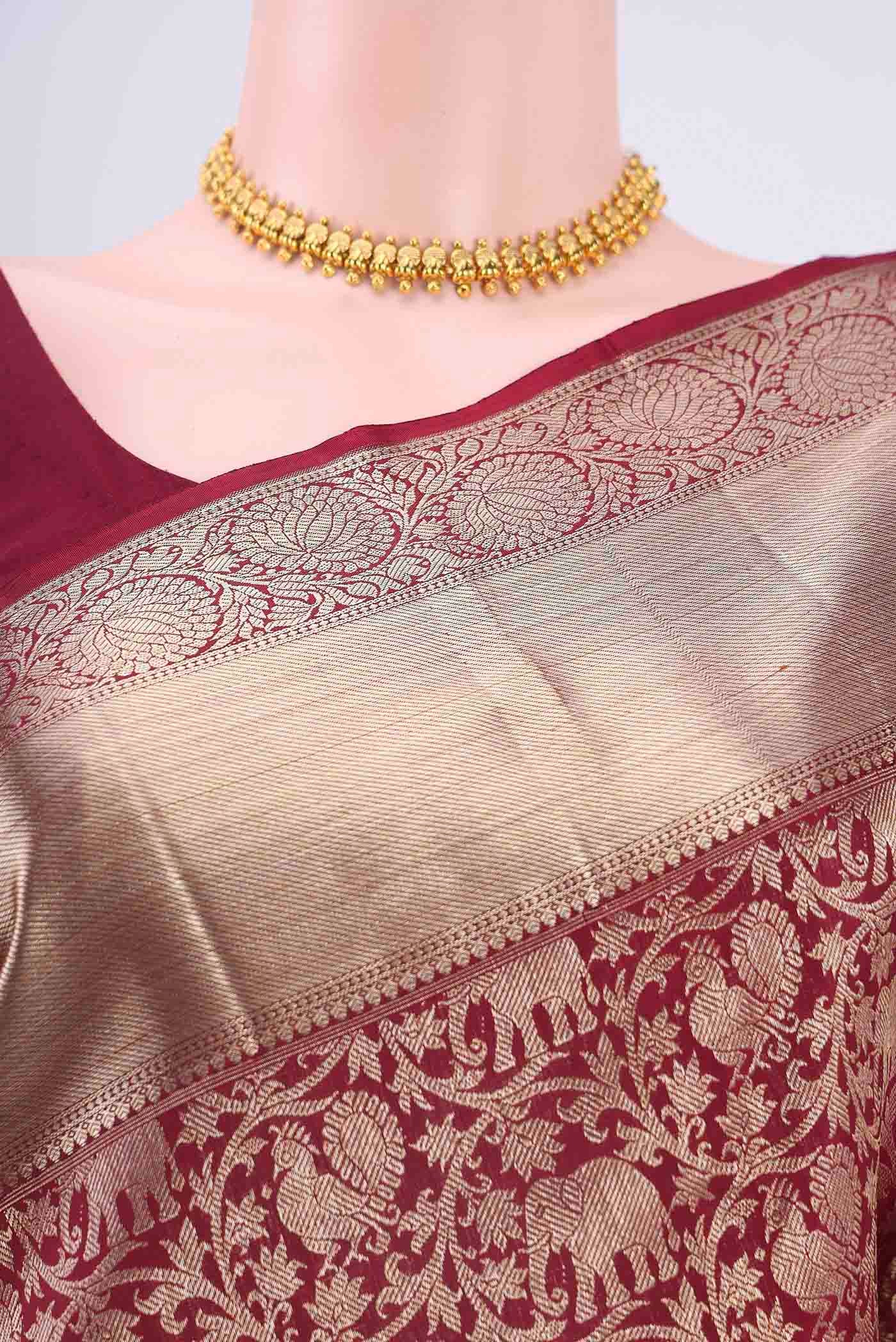 Maroon Kanchipuram Saree - Image 2