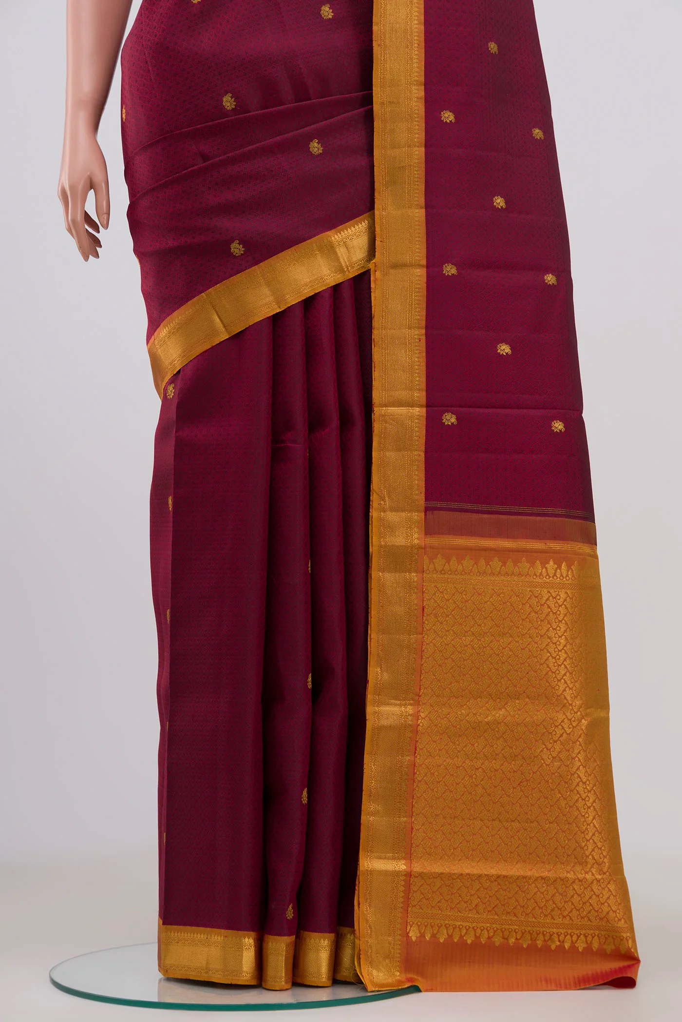 Maroon Kanchipuram Silk Saree - Image 3