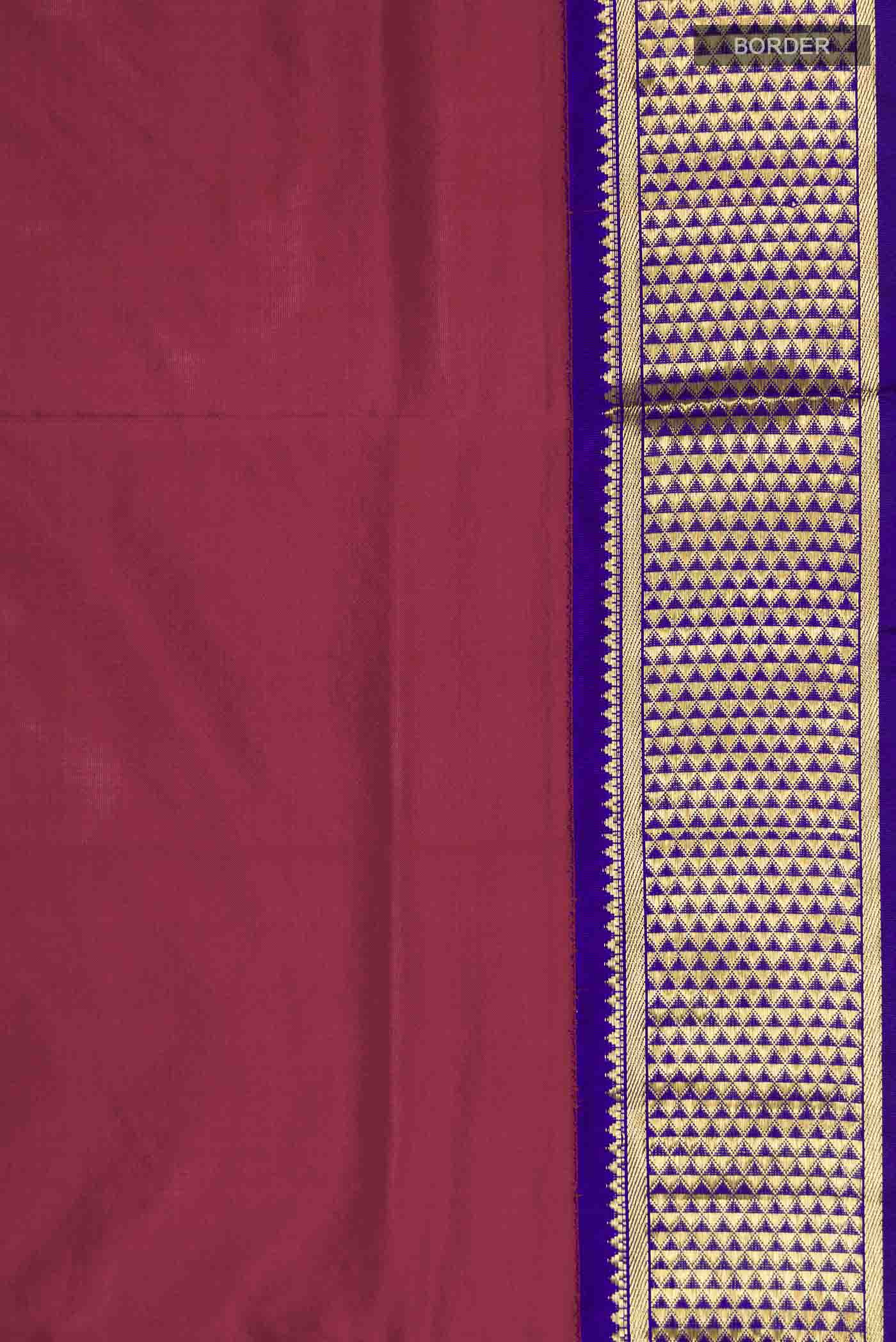 Maroon Kanchipuram Silk Nine Yards Saree - Image 3