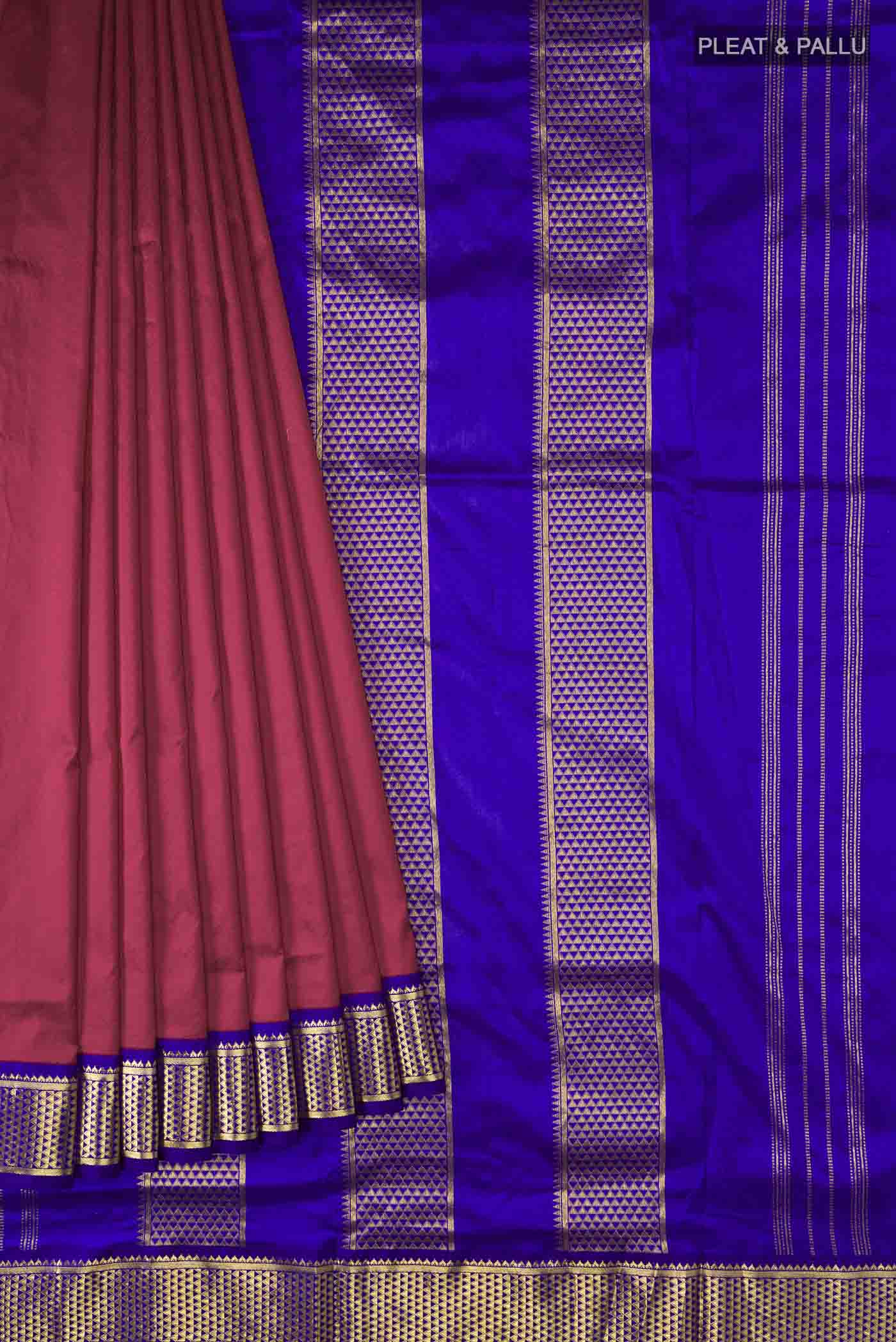 Maroon Kanchipuram Silk Nine Yards Saree - Image 4