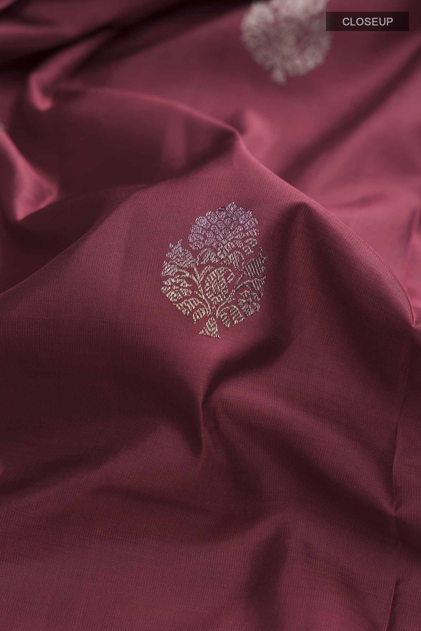 Maroon Kanjivaram Silk Saree - Image 2