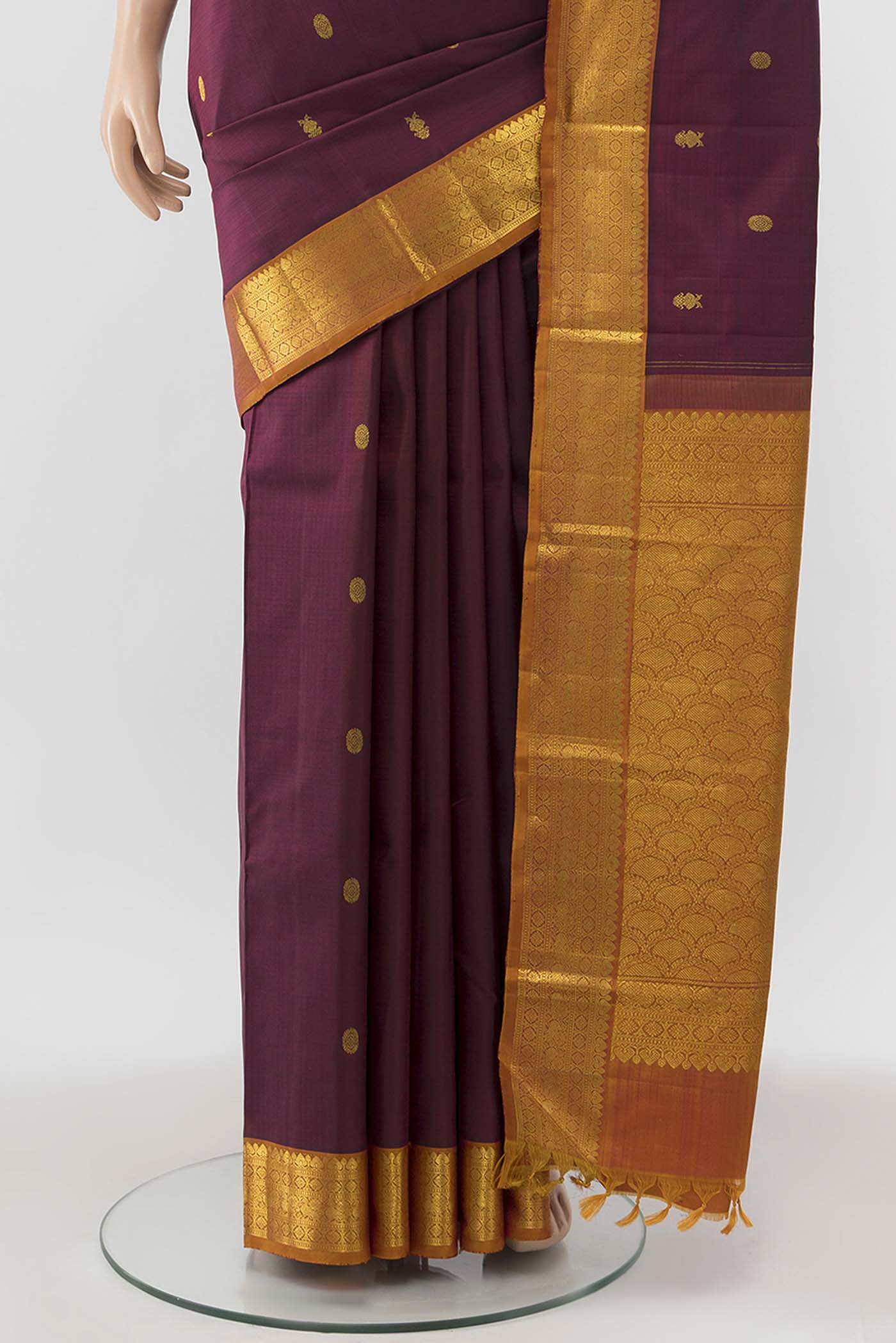Maroon Kanjivaram Silk Saree - Image 3