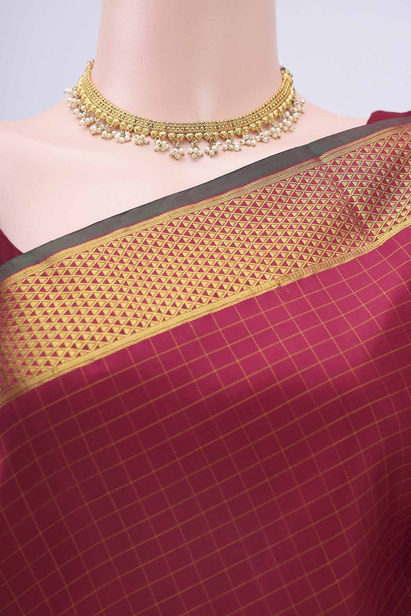 Maroon Kanchipuram Silk Saree - Image 2