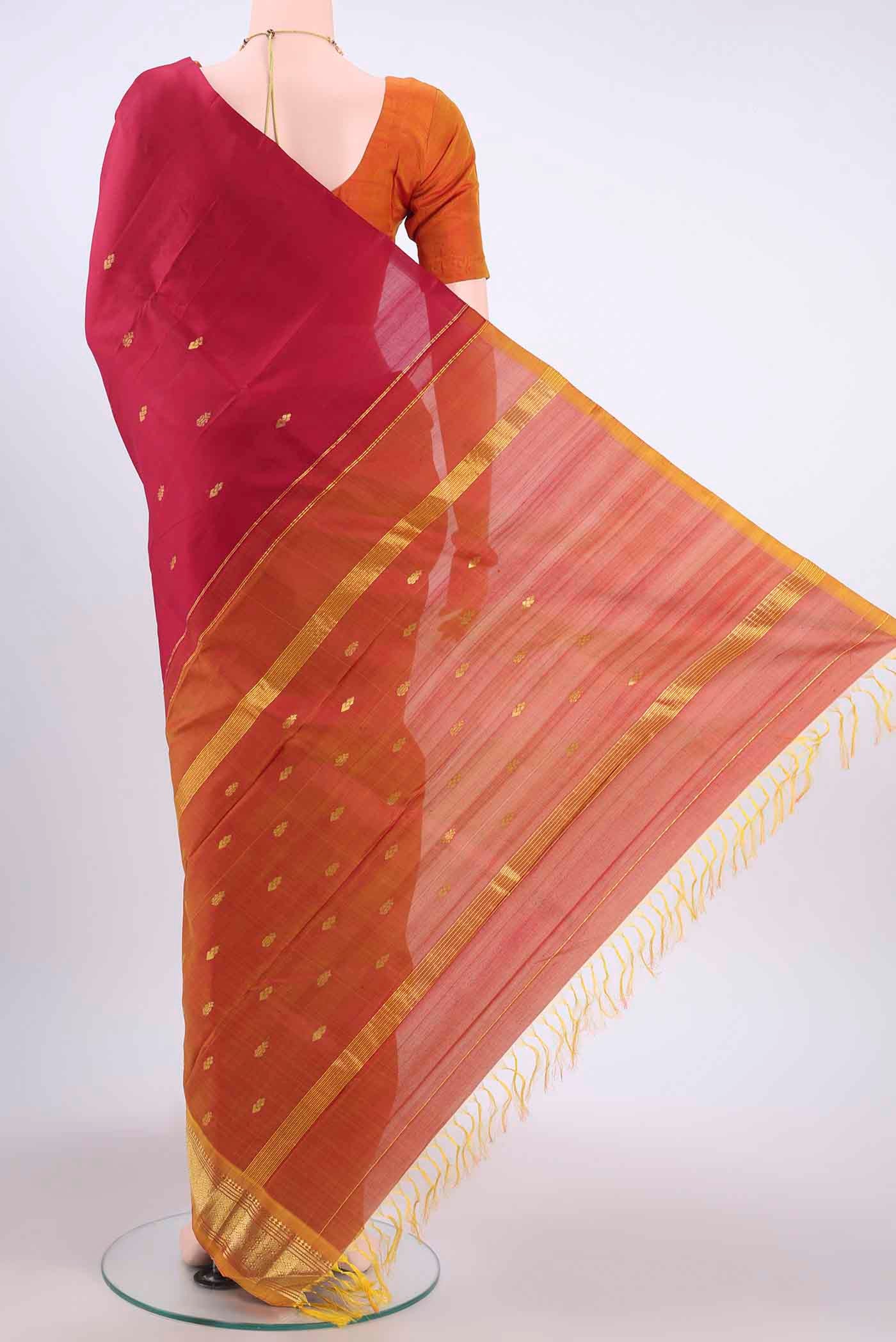 Maroon Kanjivaram Silk Saree - Image 3