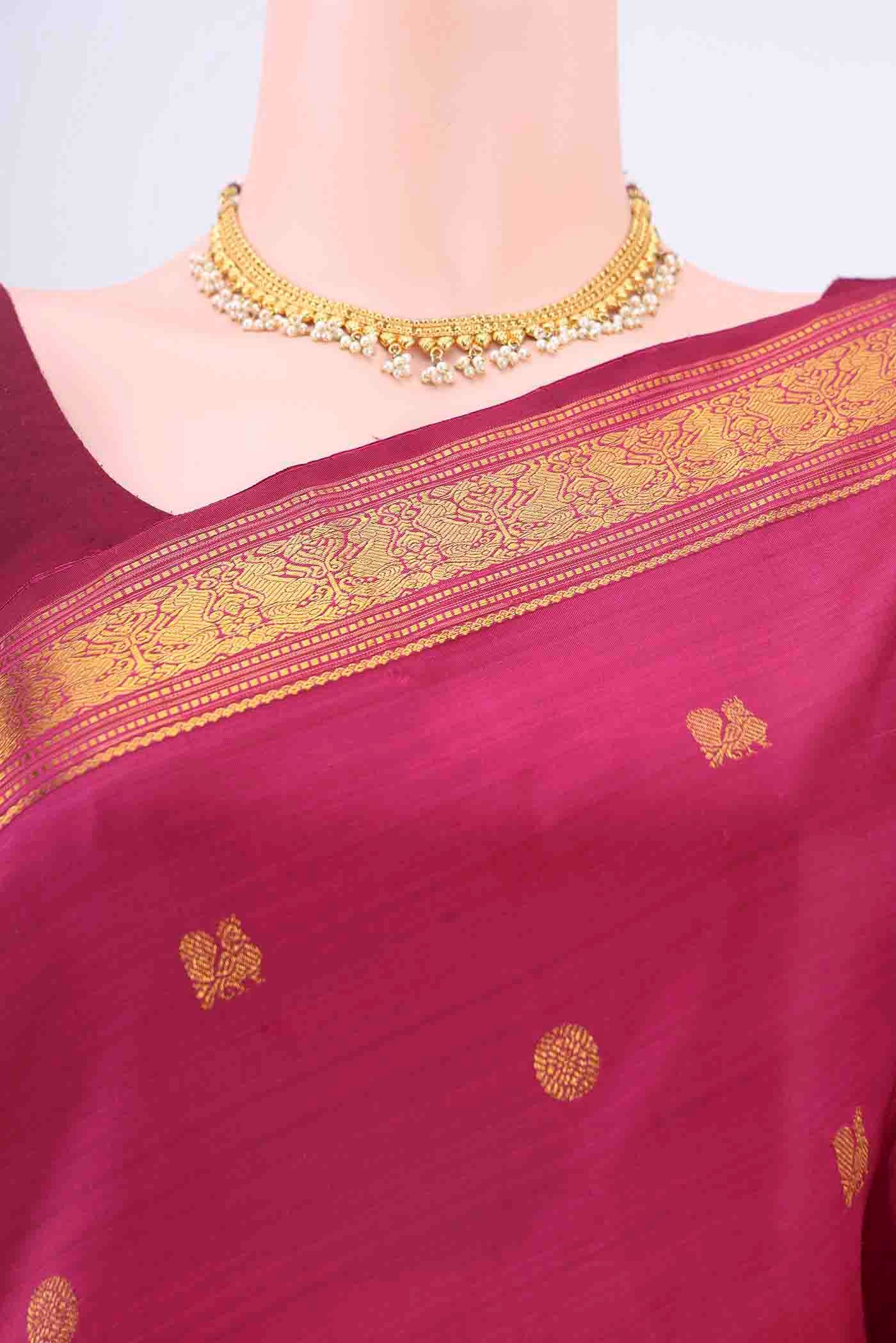 Maroon Kanchipuram Silk Saree - Image 2