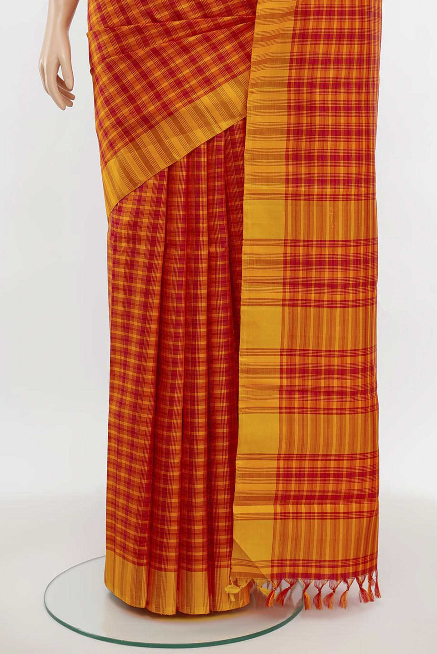 Red Kanchipuram Silk Saree - Image 3