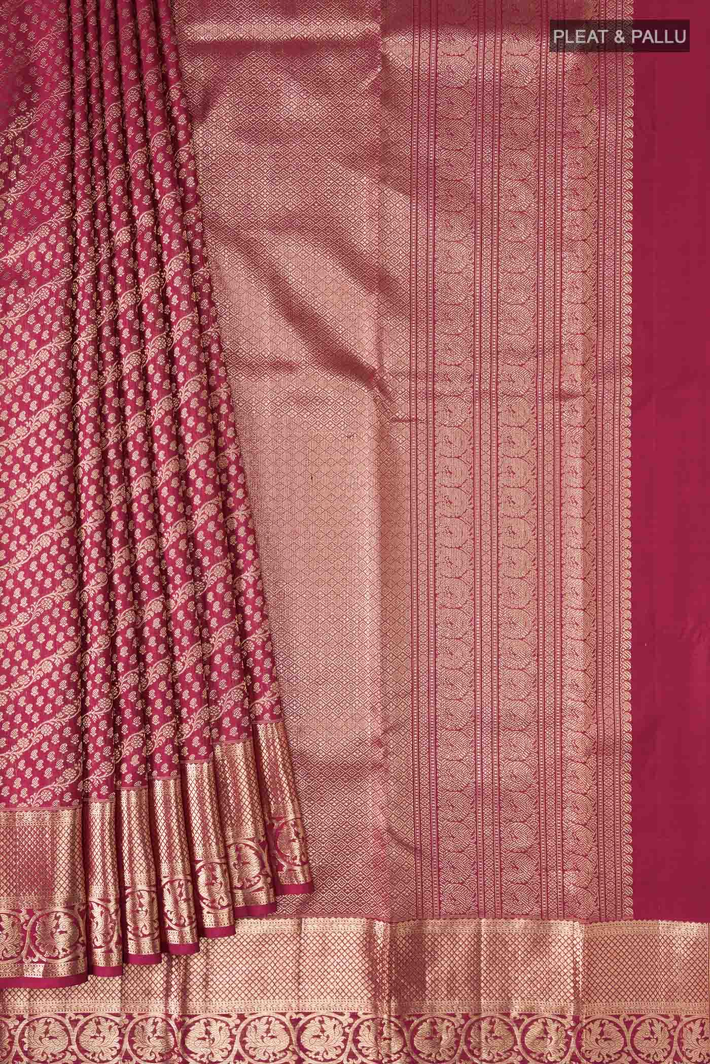 Maroon Kanchipuram Silk Saree - Image 4