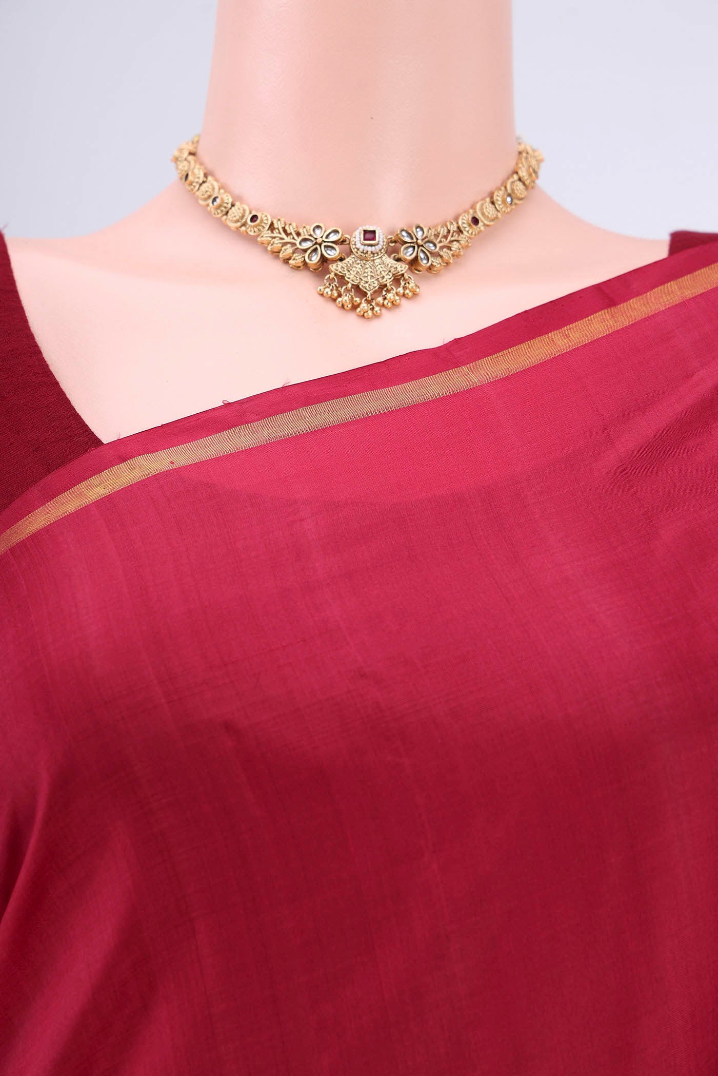 Maroon Kanchipuram Silk Saree - Image 2