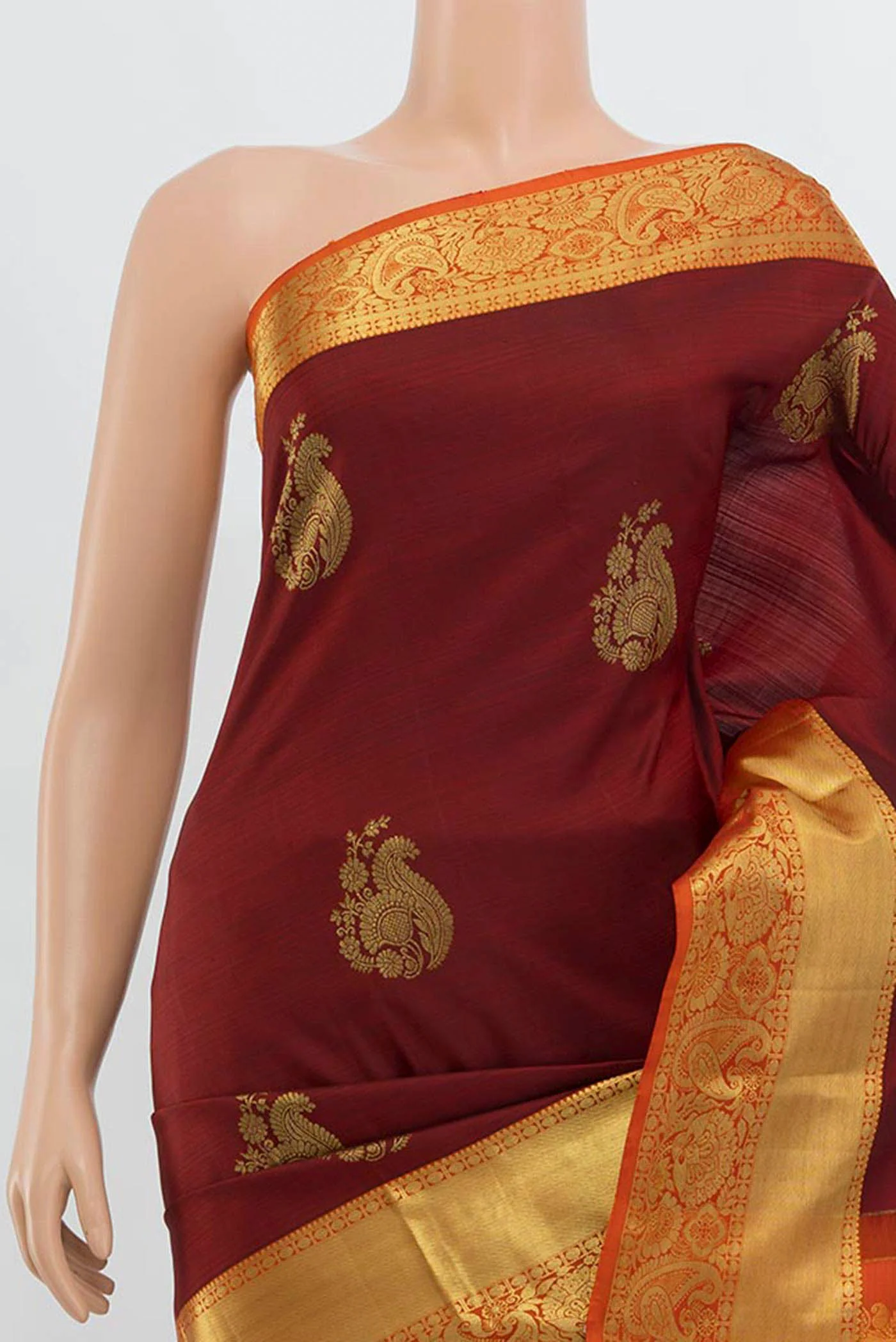 Maroon Kanchipuram Silk Saree - Image 2