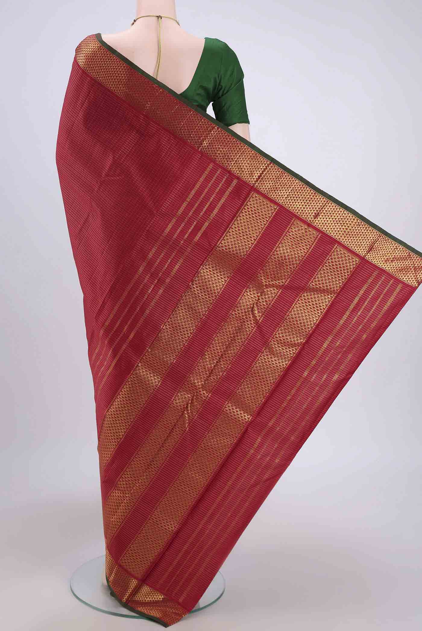 Maroon Kanchipuram Silk Saree - Image 3