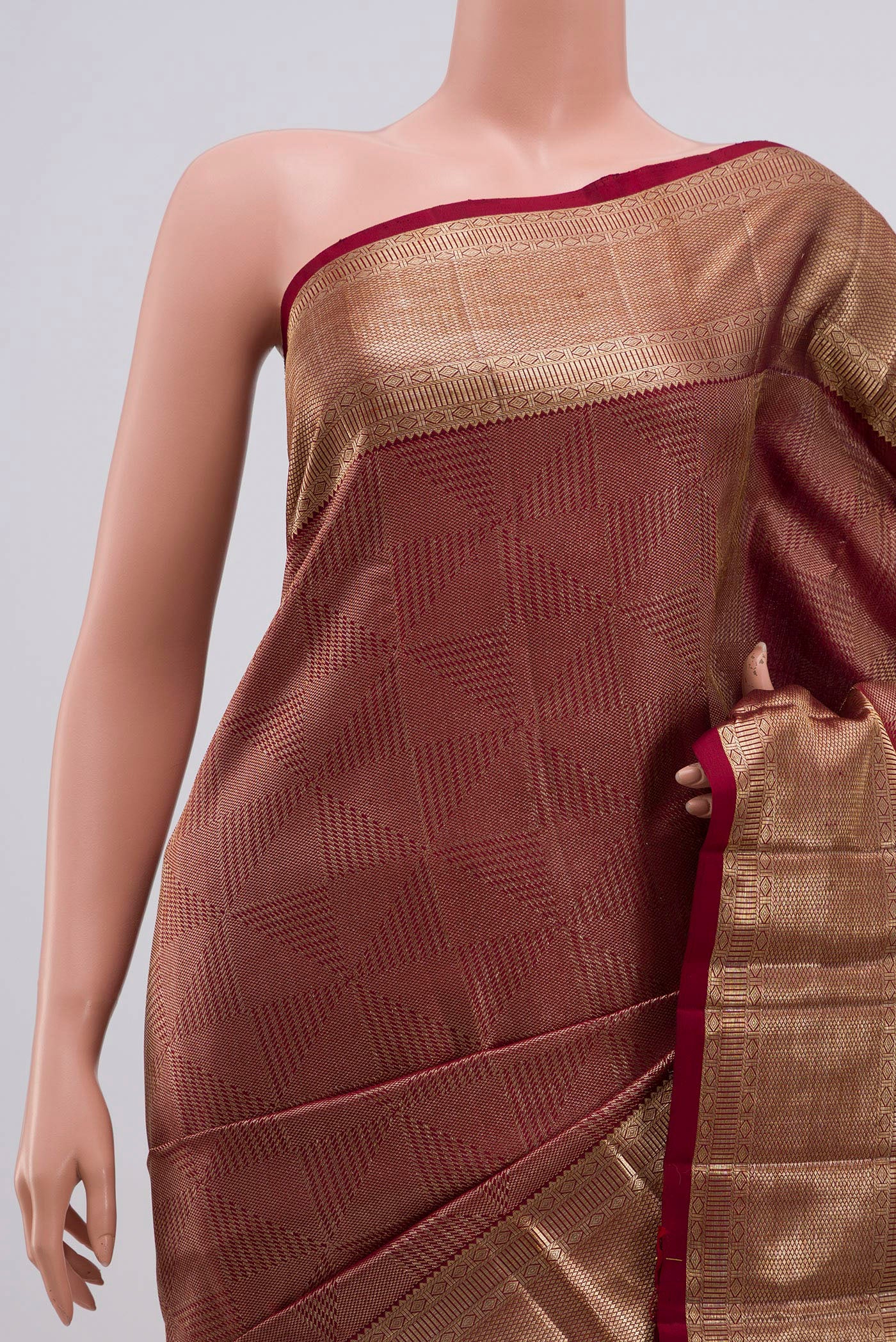 Maroon Kanchipuram Silk Saree - Image 2