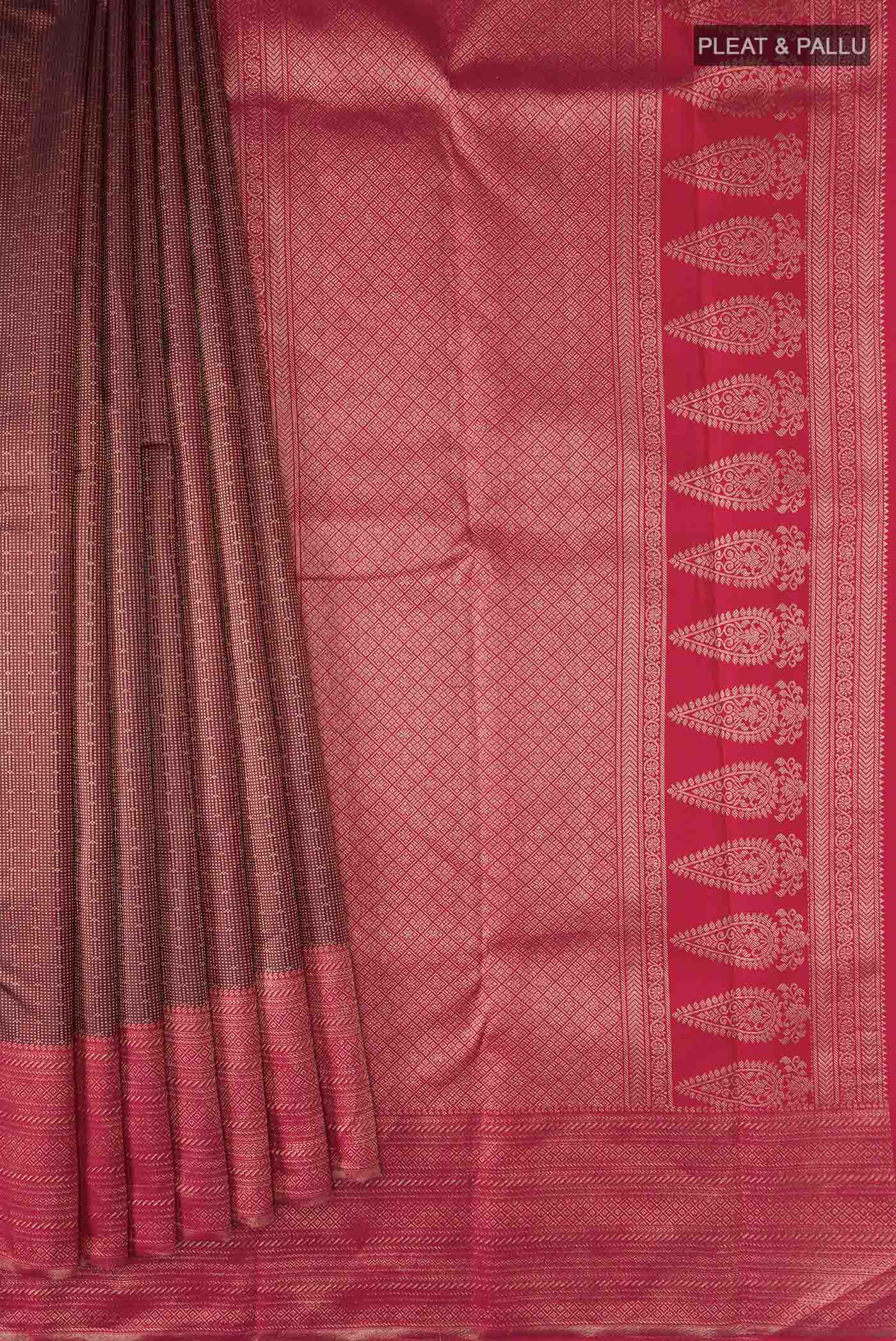 Maroon Kanchipuram Silk Saree - Image 4