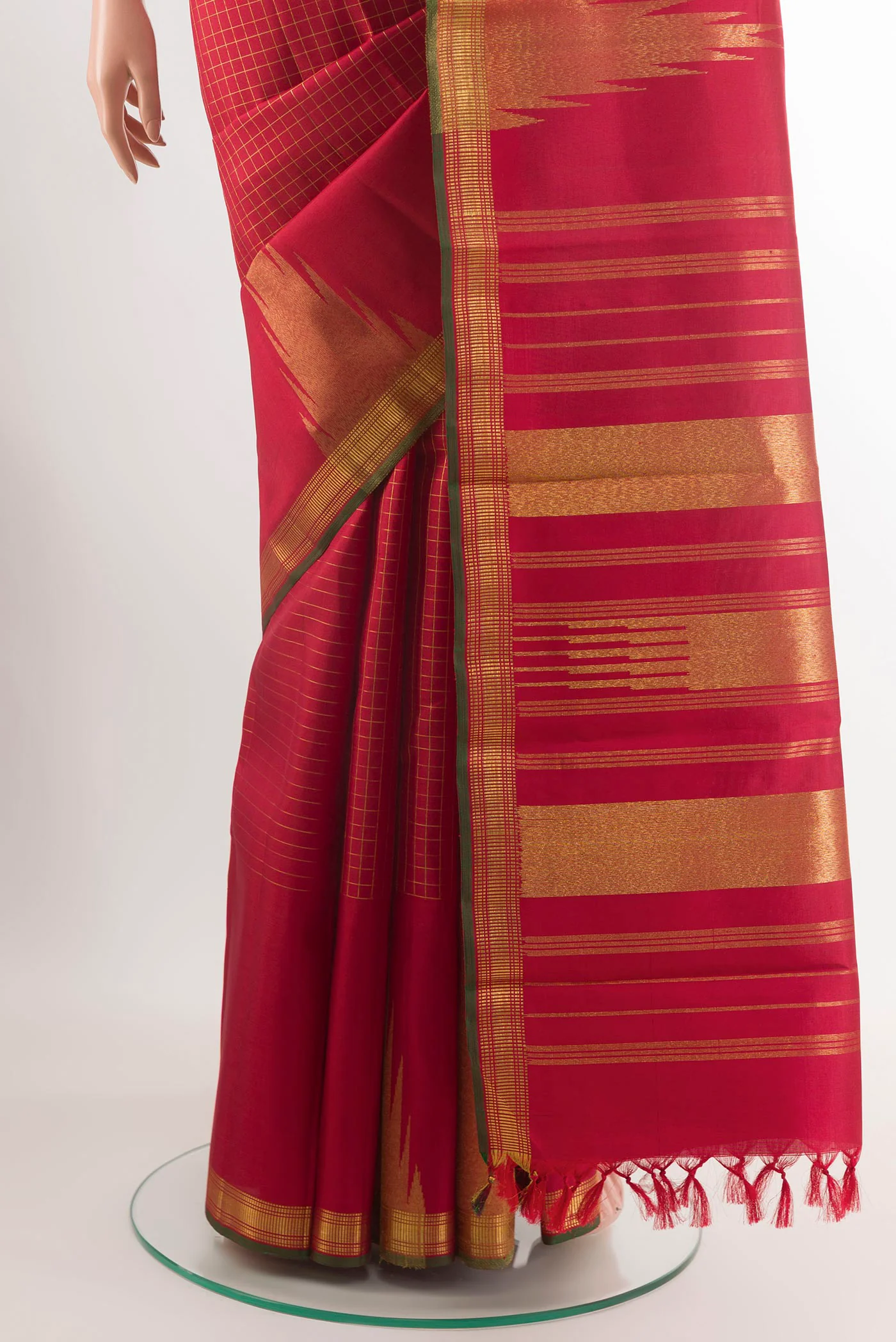 Pure Silk Pure Zari Maroon Kanchipuram Saree - Image 3