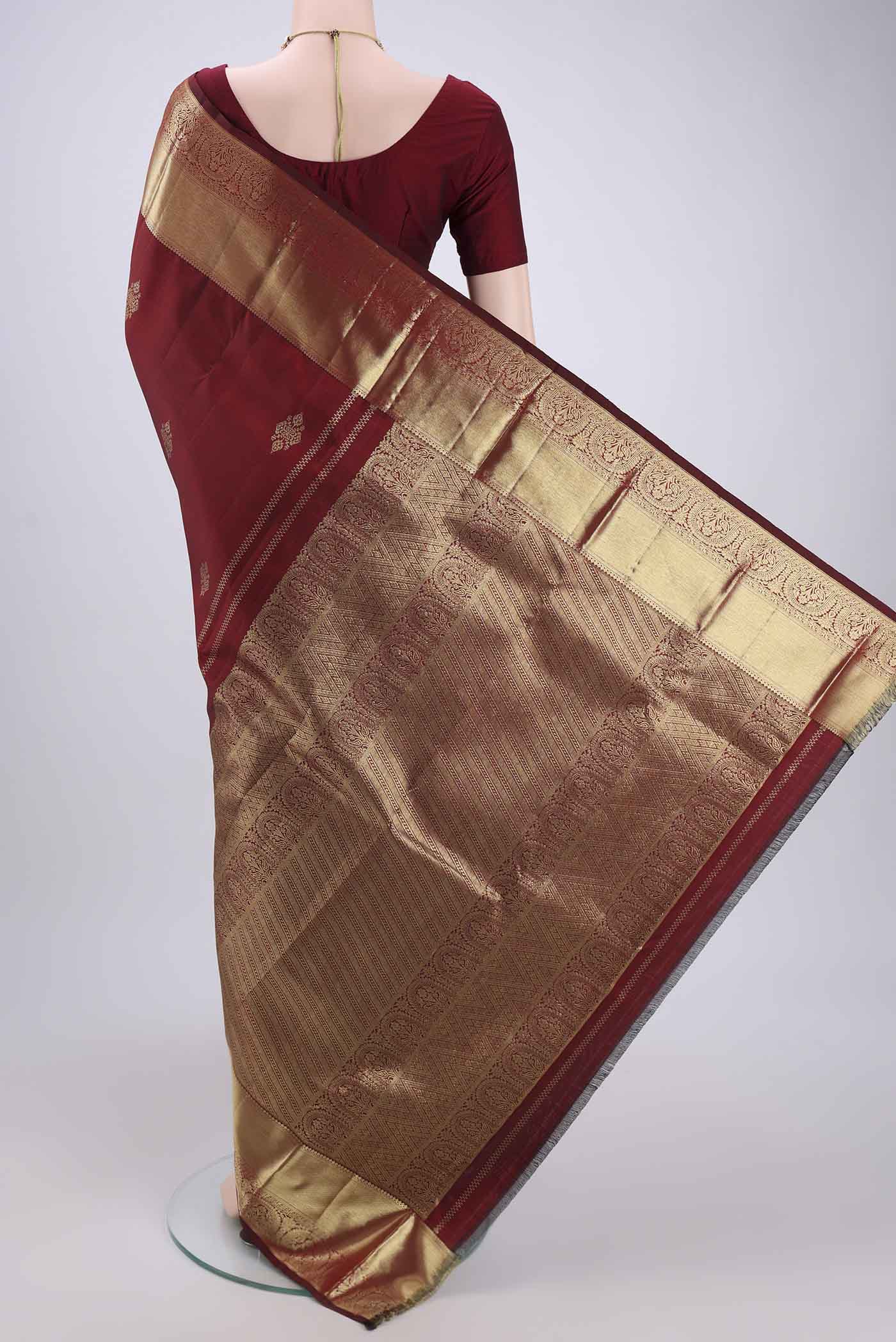 Maroon Kanchipuram Silk Saree - Image 3