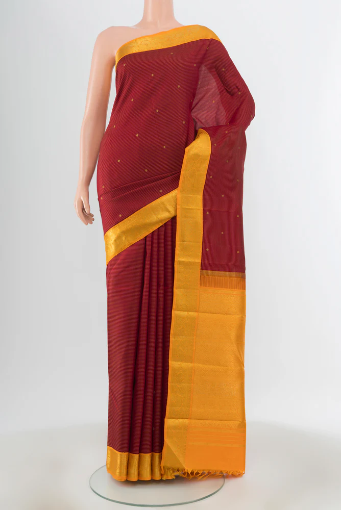 Pure Silk Pure Zari Maroon Kanchipuram Saree