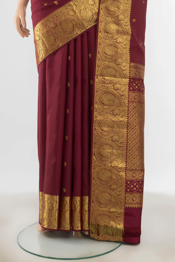 Maroon Kanchipuram Silk Saree - Image 3