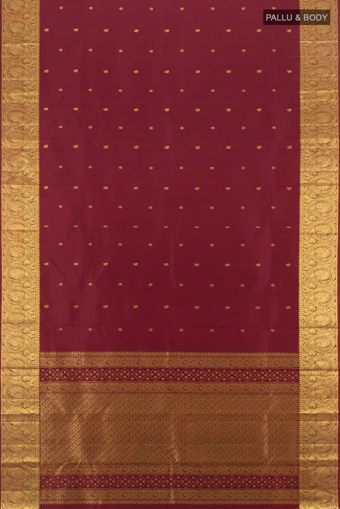 Maroon Kanchipuram Silk Saree - Image 5