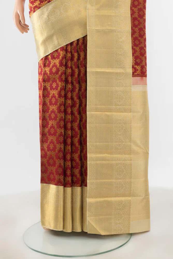 Maroon Kanchipuram Silk Saree - Image 3