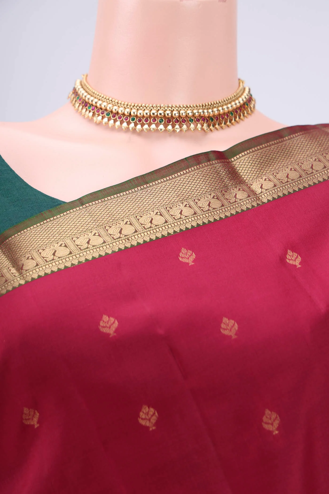 Maroon Kanchipuram Silk Saree - Image 2